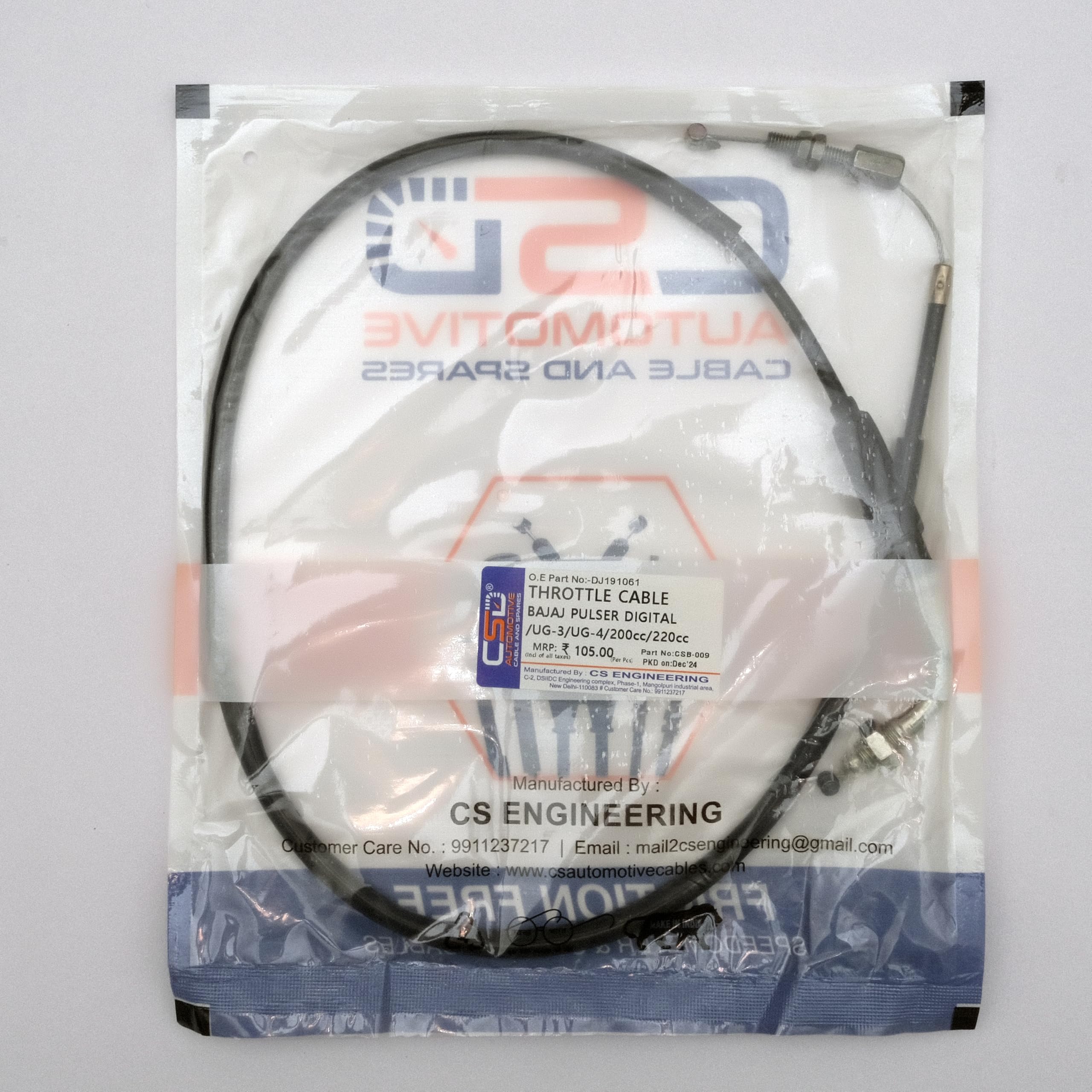 CSD AUTOMOTIVE_Compatible with Bajaj Pulsar DTSi 150/180/200/220 UG3 Digital Meter Accelerator Cable Assembly DJ191061