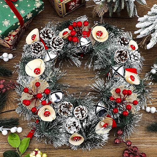 Miniatura 6 de Adorno de campana de Navidad de 1.6 pulgadas, decoración de trineo de Navidad, campana de árbol de Navidad con cinta, decoraciones navideñas para