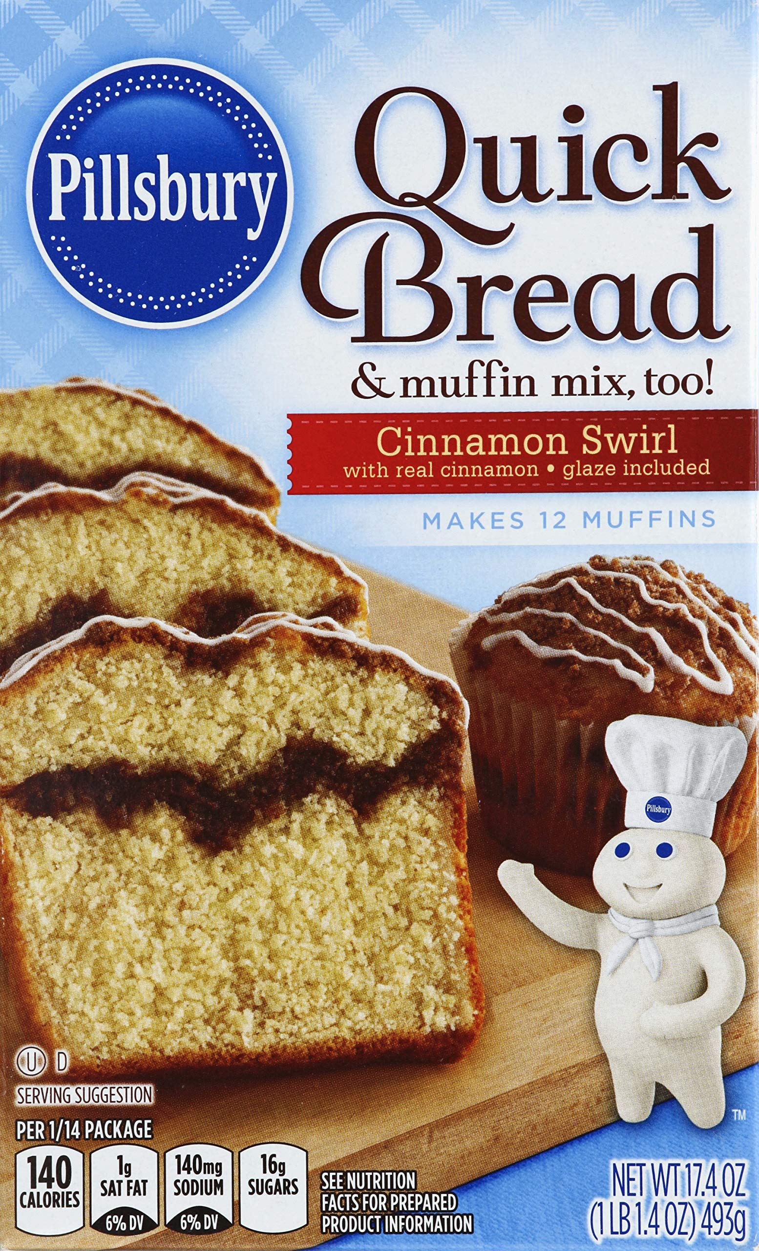 PillsburyCinnamon Swirl Quick Bread & Muffin Mix, 17.4-Ounce (Pack of 12)