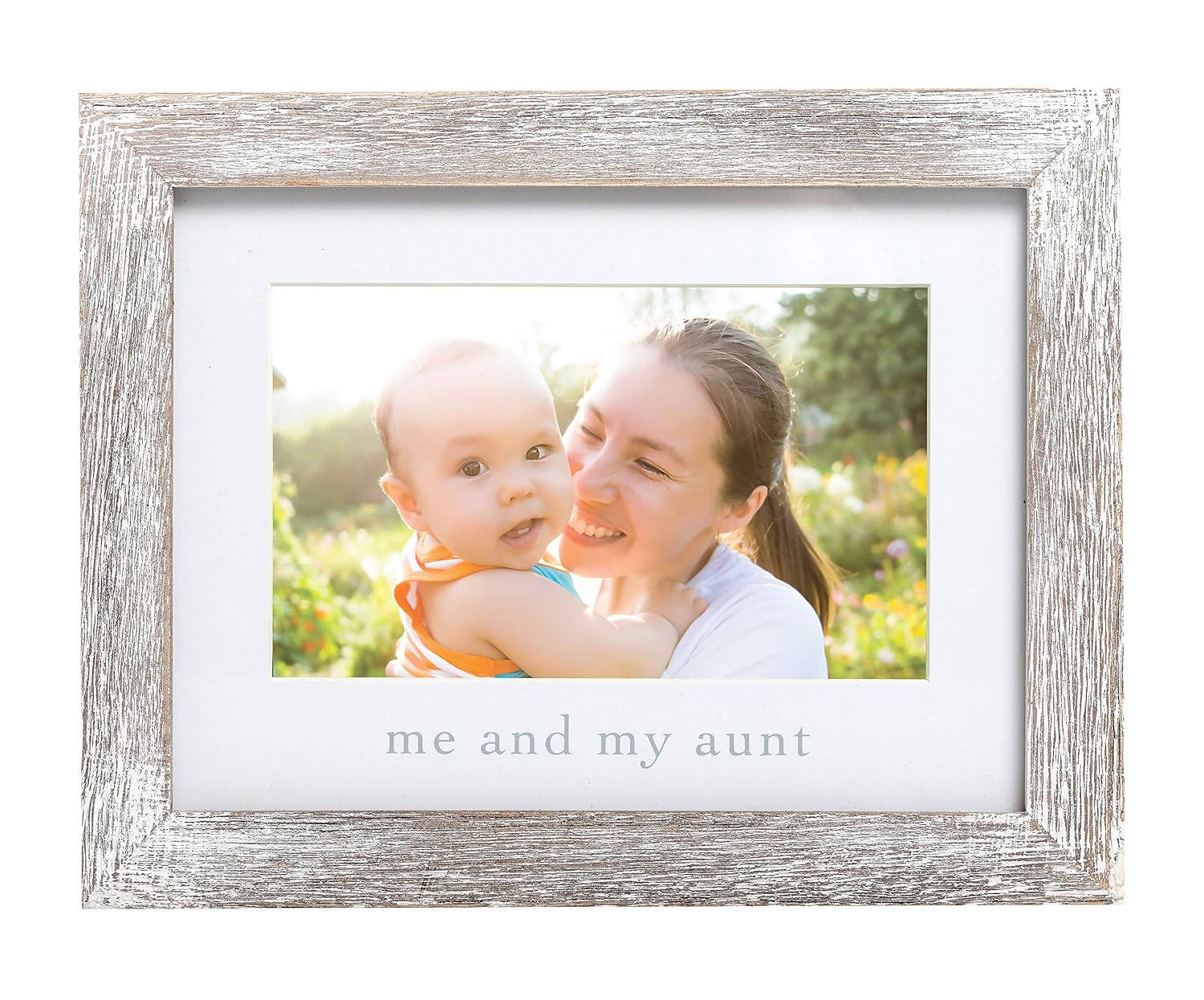 Pearhead Me and My Aunt Photo Frame, Niece or Nephew Family Picture Frame, Gift for Sister or Siblings, Godmother Gift, Baby Keepsake Picture Frame, Nursery Decor, Distressed Gray
