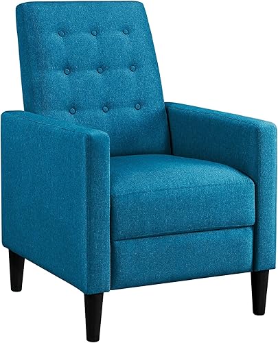 Topeakmart Sofá reclinable de tela moderna de mediados de siglo para sala de estar, cojín acolchado, asiento de cine en casa, color azul