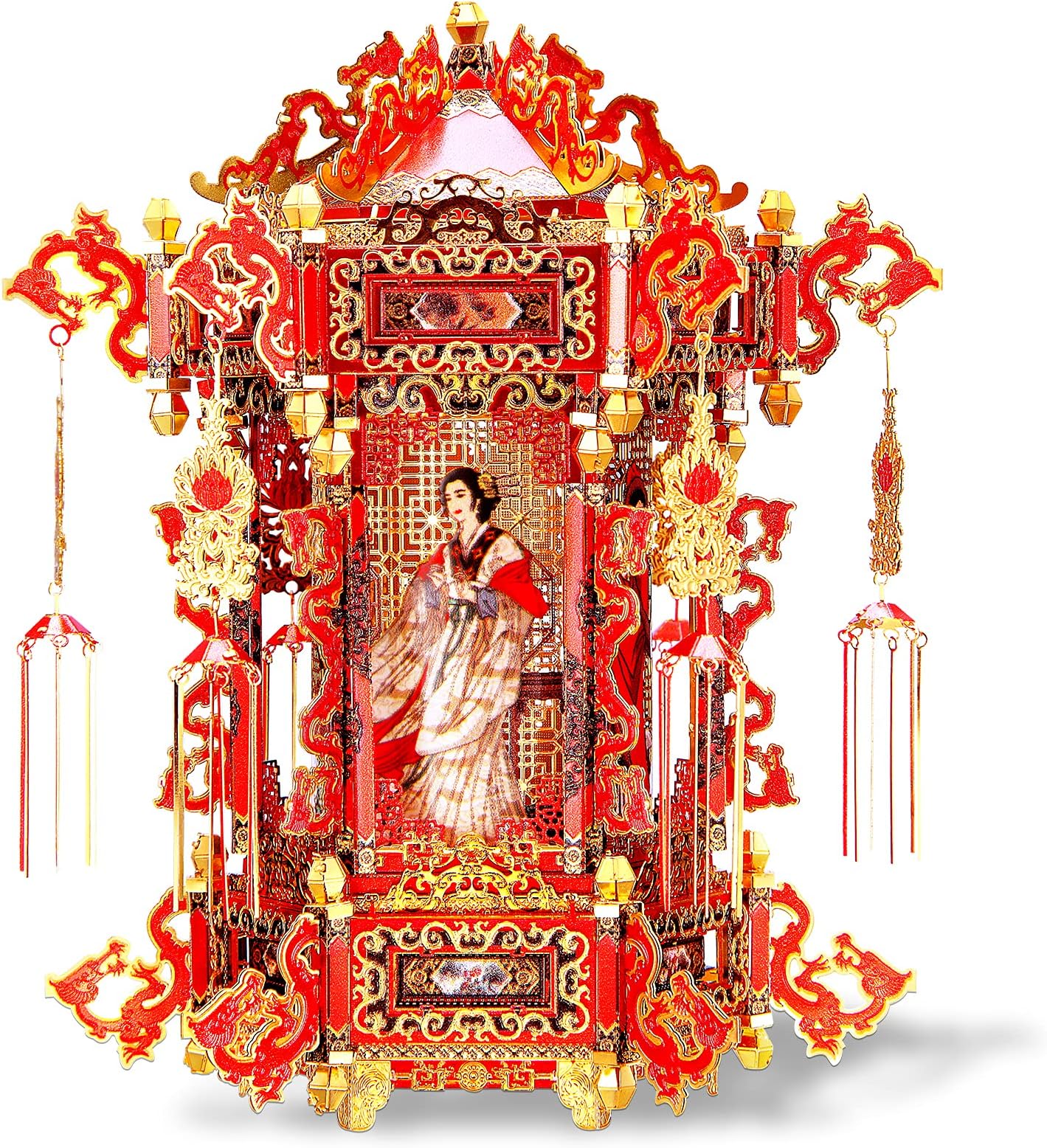 Piececool 3D Puzzles for Adults, Palace Lantern DIY 3D Metal Models Kit,Chinese Traditional Culture 3D Models Puzzle Hobbies for Men, Great Christmas Birthday Gifts-257 Pcs