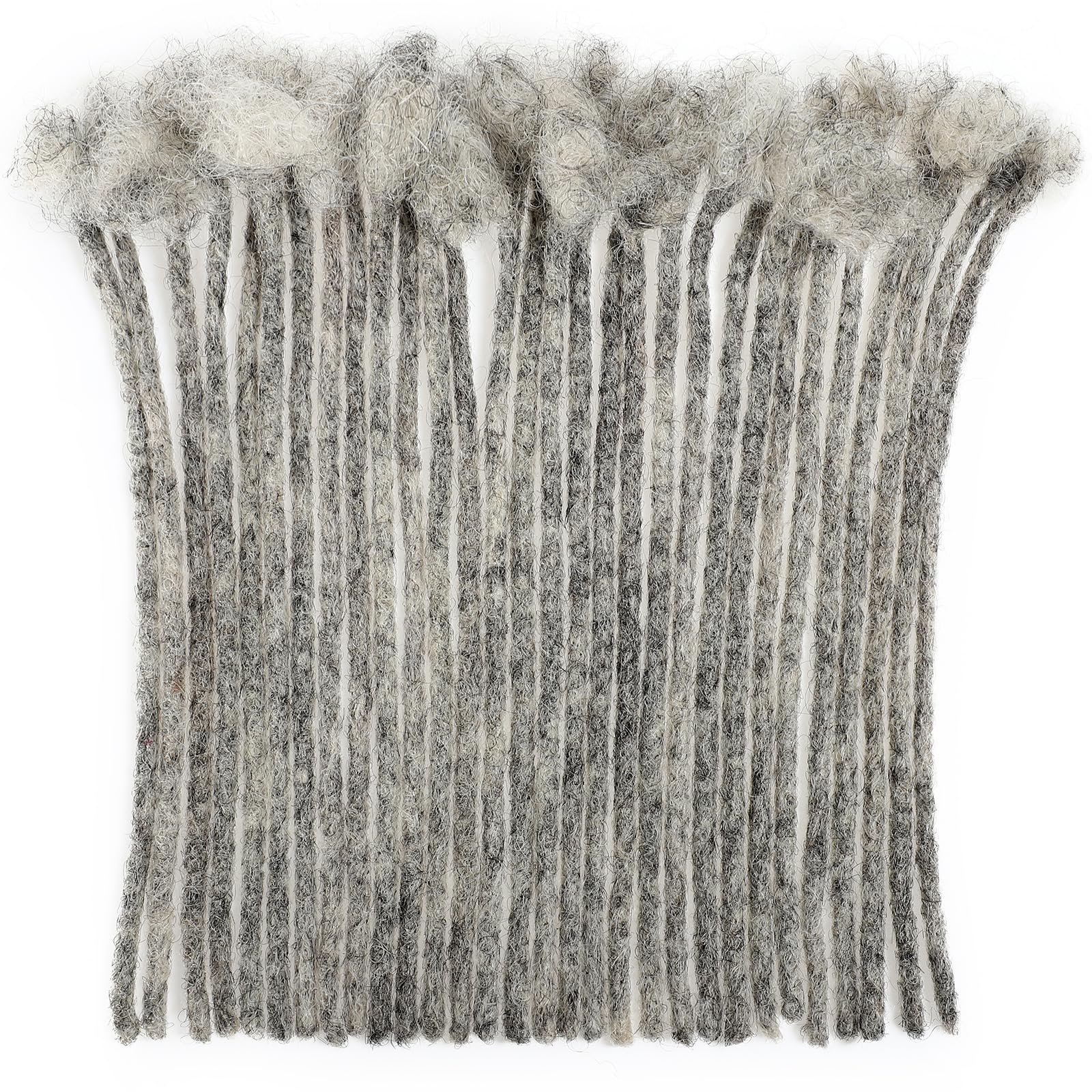 Loceast Salt and Pepper Loc Extensions Human Hair 0.4cm 8 Inch 60 Strands Full Handmade 100% Real Human Hair Dreads for Men Women Can Be Dyed