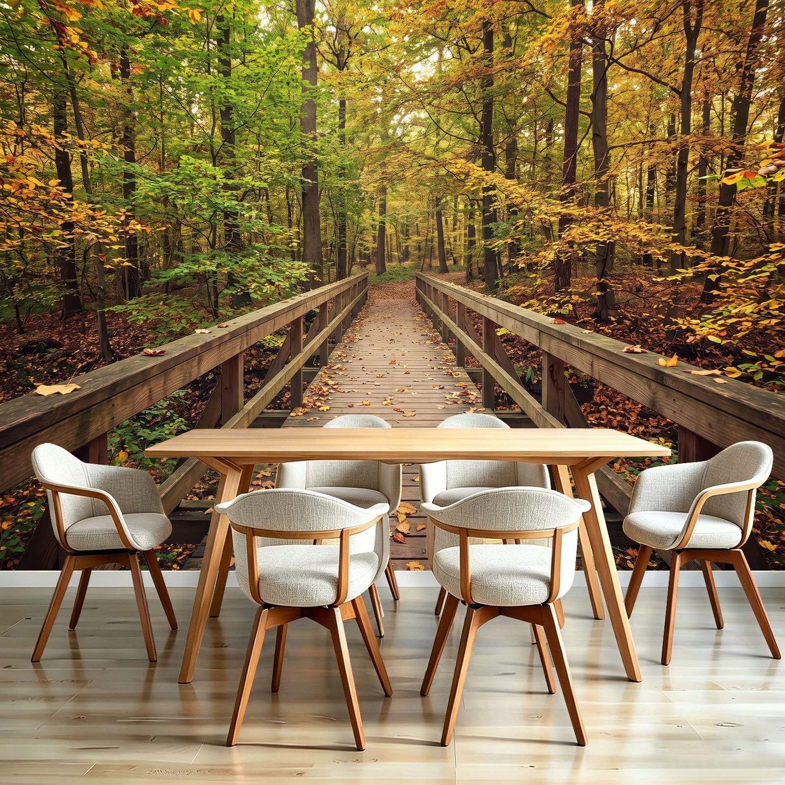 Vlies Fototapete 3D Natur Herbst Wand Tapete Gelbgrün 350 x 256 cm