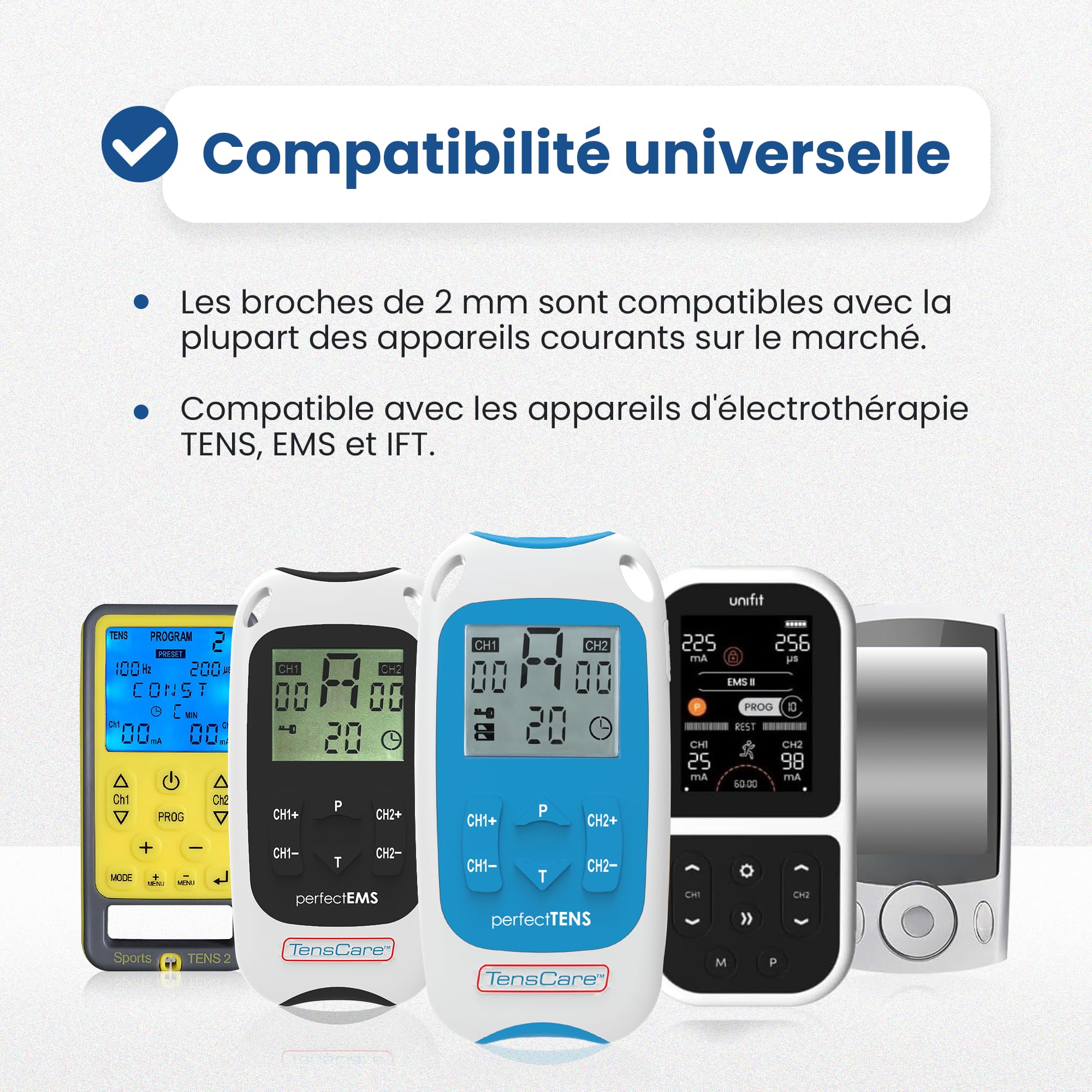 TensCare Électrodes Rondes TENS & EMS 25 mm – Lot de 30 | Électrodes 25 mm à haute adhérence, réutilisables jusqu'à 20 fois, pour appareils TENS et EMS compatibles