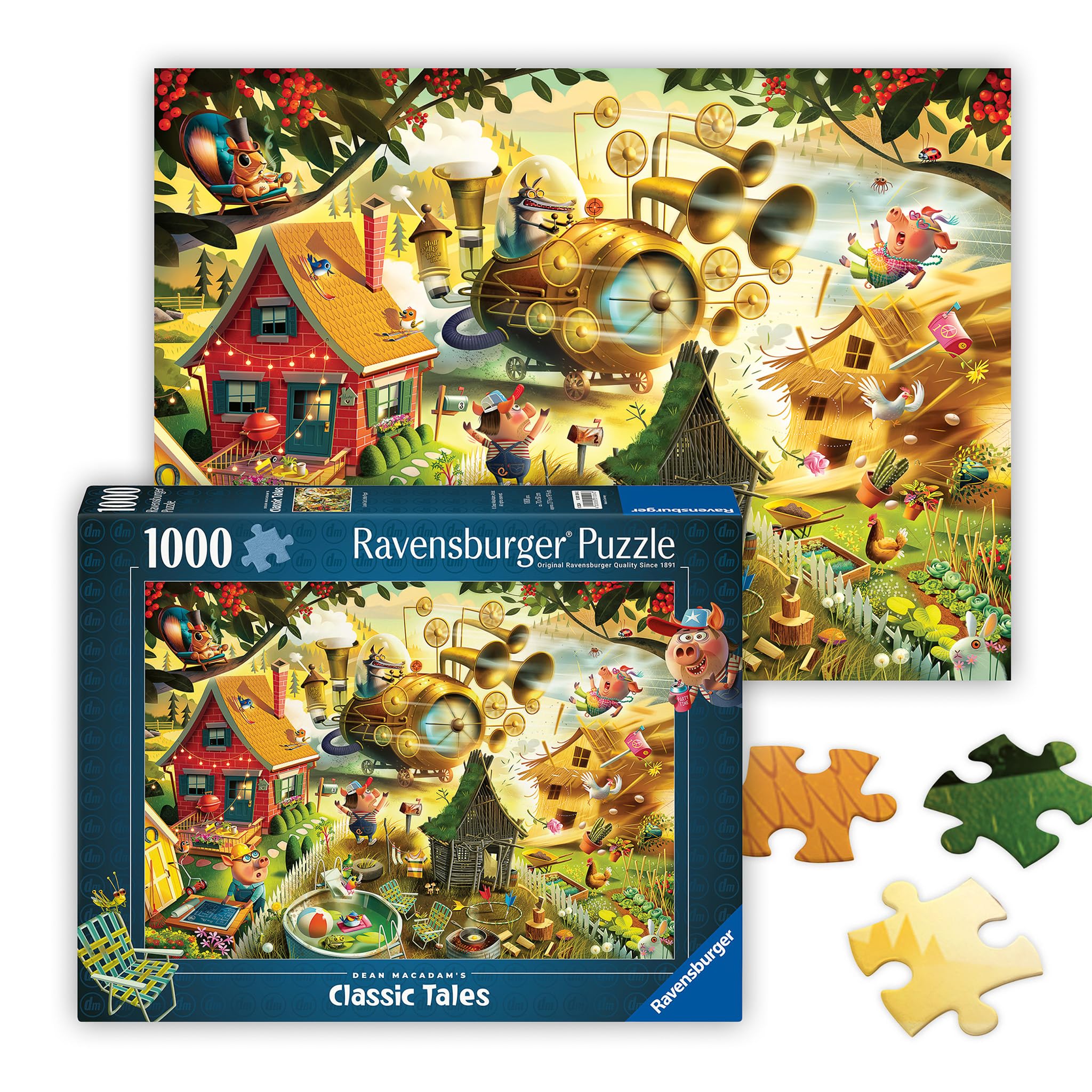 Ravensburger Look Out Little Pigs 1000 piece Jigsaw Puzzle for Adults and Kids Age 12 and Up