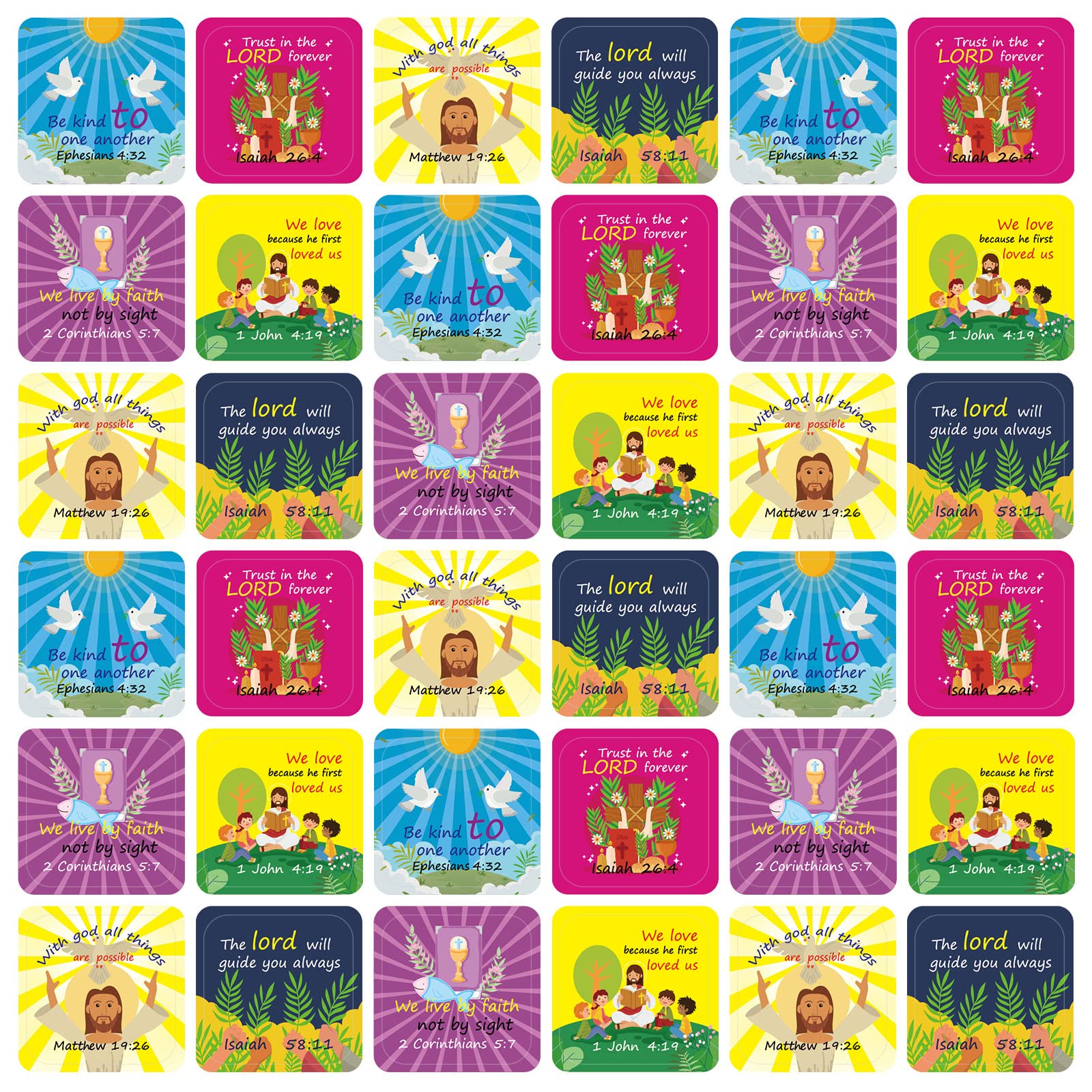 Junkin 480 Pcs Religious Stickers Jesus Loves You Stickers Bulk Christian Decals for Adults Self Adhesive Paper Multi Color Catholic Butterfly Rainbow