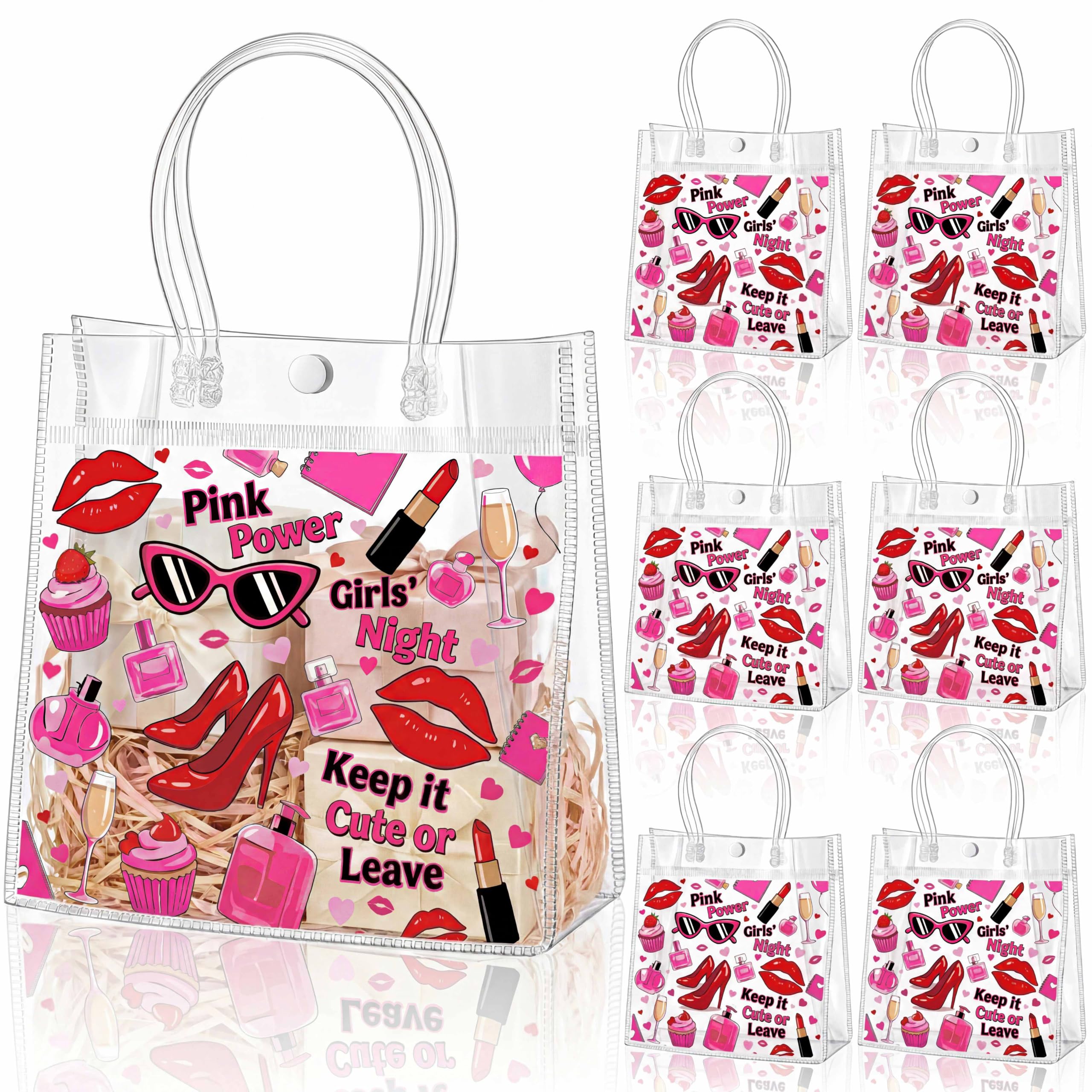 Aliceset 20 Pcs Pink Goodie Bags with Handles Girls night Party Favors