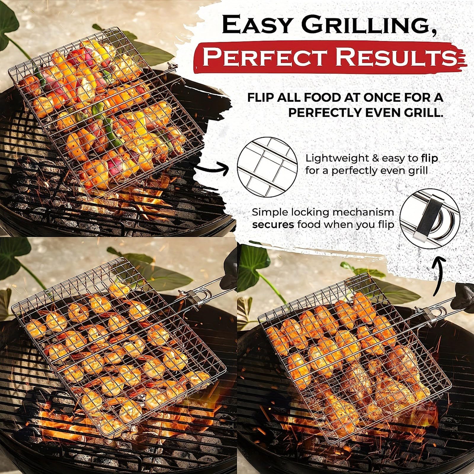Pratico Acciaio Antiruggine Barbecue Griglie Basket 32 cm Con Manico Staccabile Grigliare Strumento Per Pesce Verdure Carne Acciaio Antiruggine Bbq Mesh Basket