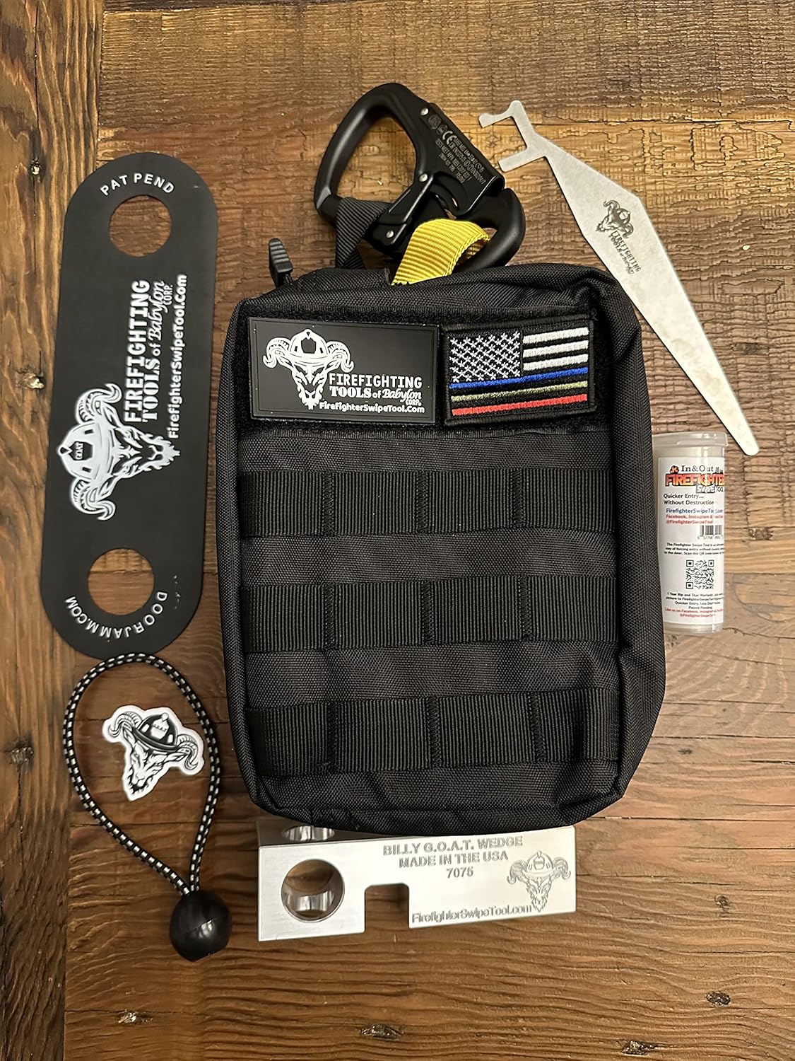 Ultimate Firefighter Kit - First Responder Webbing and Tool Kit (24 feet of 1 inch Tubular Webbing w/Non Locking 22kn Kong Carabiner)