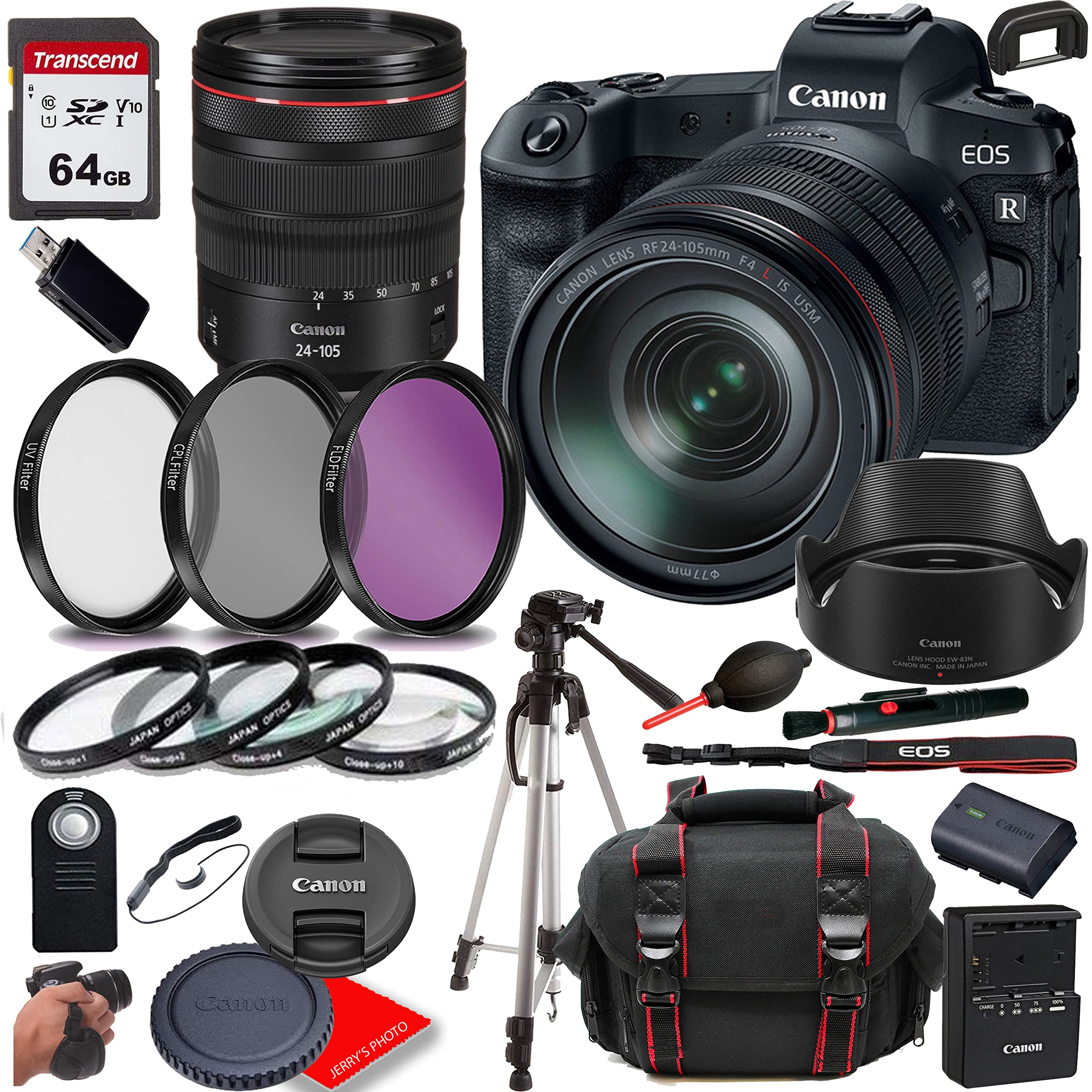 Canon EOS R Mirrorless Camera with 24-105mm f/4 Lens+ Case + 64GB Memory(26pc Bundle)