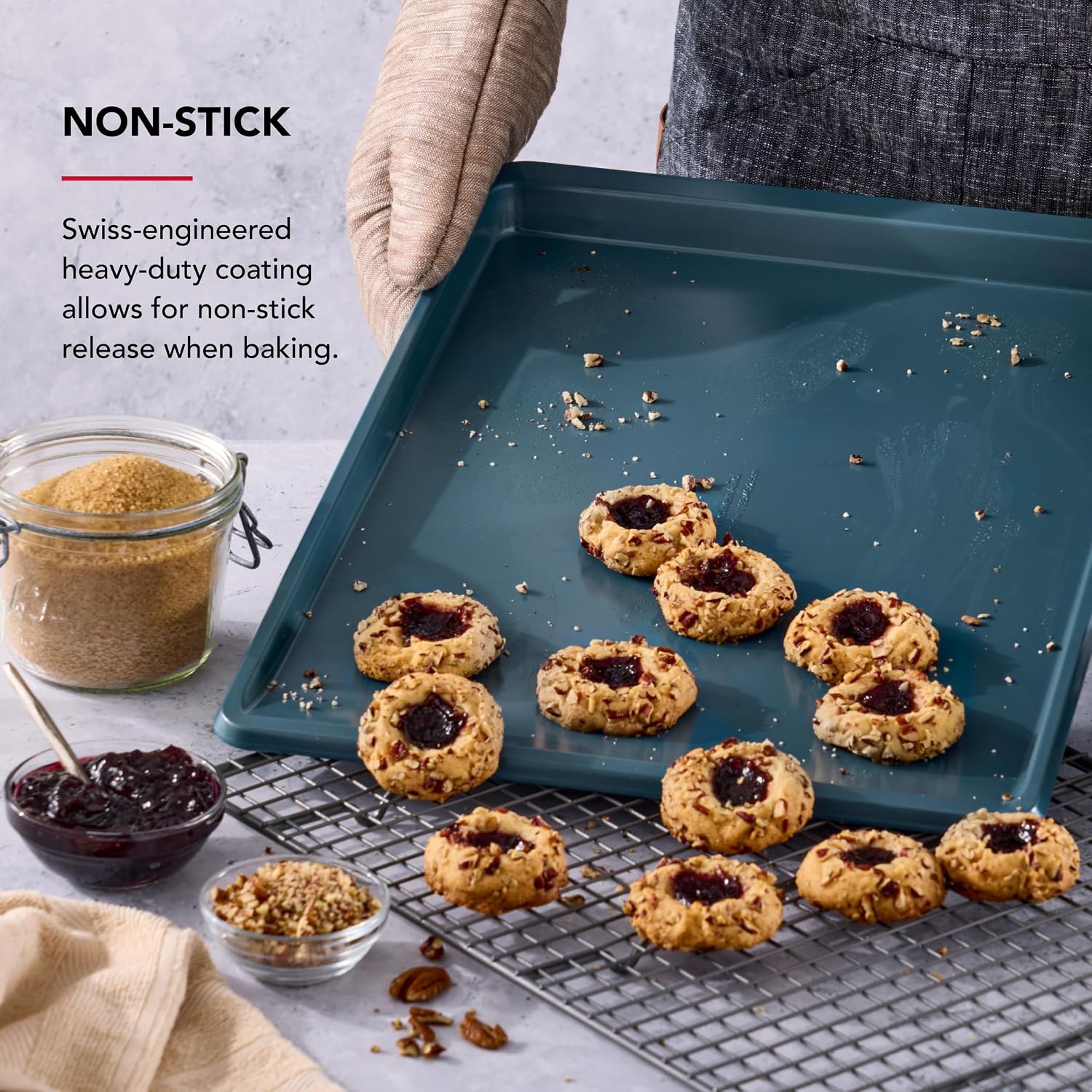 KitchenAid Nonstick Aluminized Steel Cookie Slider, Dishwasher Safe, Agave, 13x18 Inch image 4