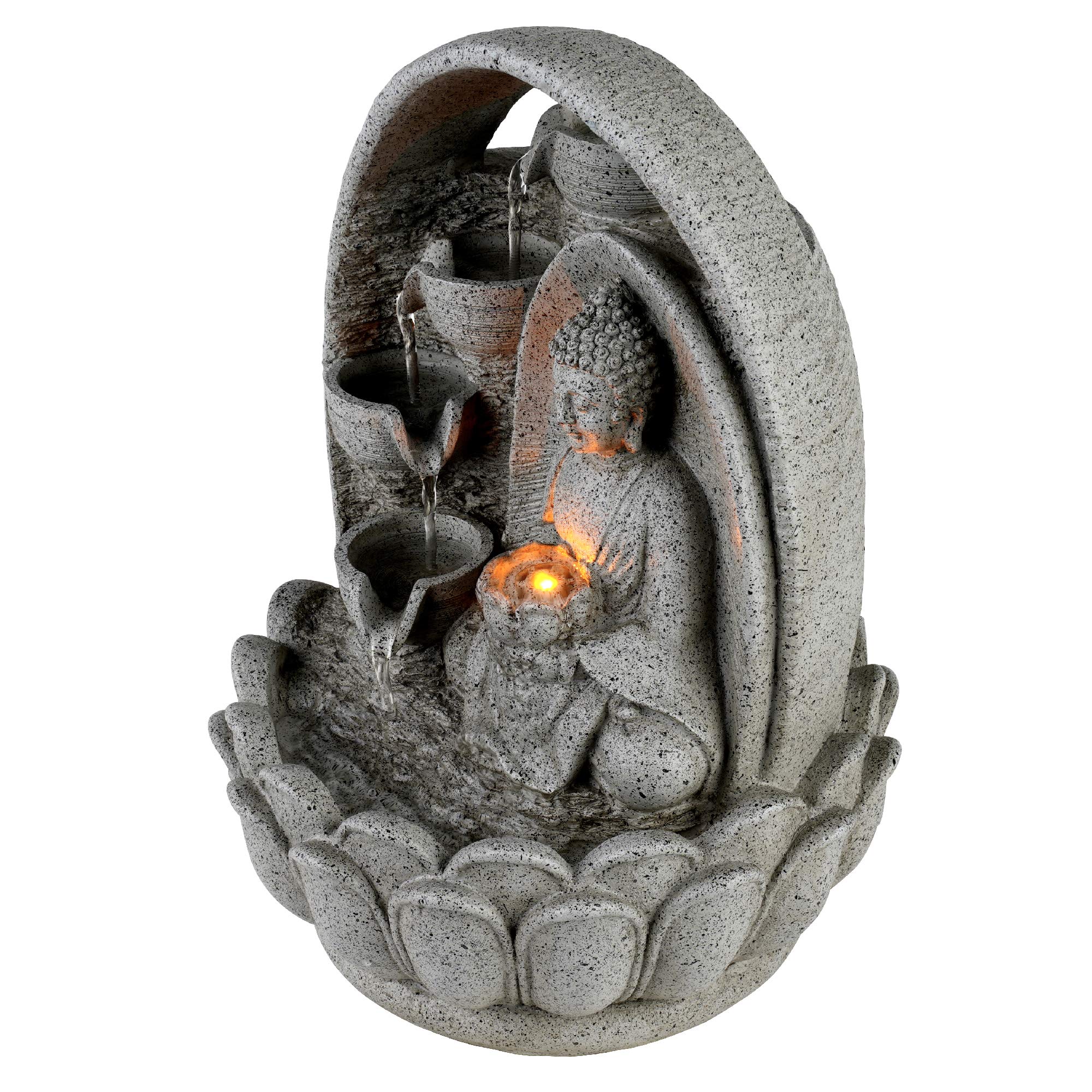 Buy Peaktop 4Tiered Buddha Tabletop Waterfall Zen Fountain with LED
