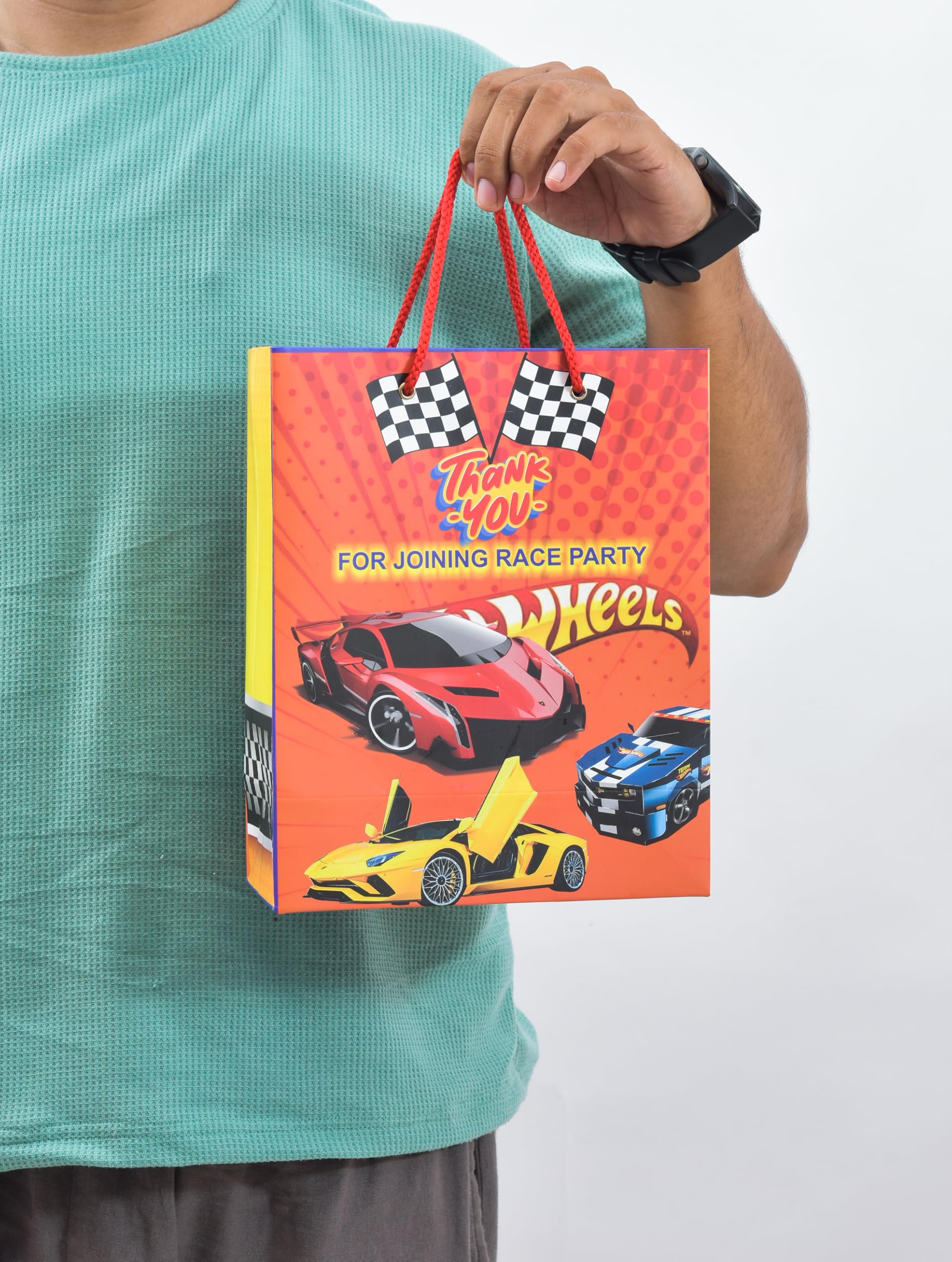 PPJ - Happy Birthday Thank You (Cars Theme) Party (10 Pcs.) Paper Carry Bag, 10 Inch X 8 Inch X 4 Inch Return Gift/Happy Birthday Gift Bags (Pack Of 10), Multicolour-picture-4