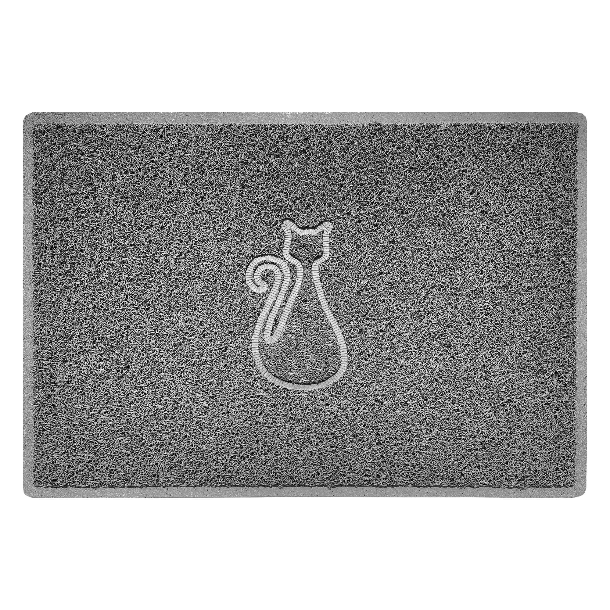 Nicoman CAT Embossed Shape Door Mat Dirt-Trapper Washable Barrier Doormat-(Use Indoor or Sheltered Outdoor)-(90x60cm/3x2ft,Large) Grey