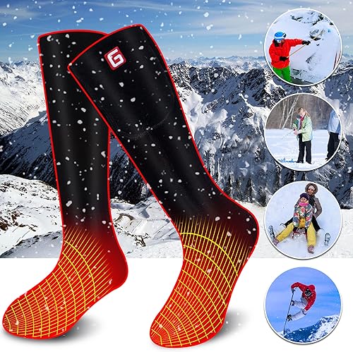 Miniatura 7 de Rabbitroom Calcetines térmicos para hombres y mujeres, recargables, con batería eléctrica con 3 niveles de ajuste, calcetines de invierno con