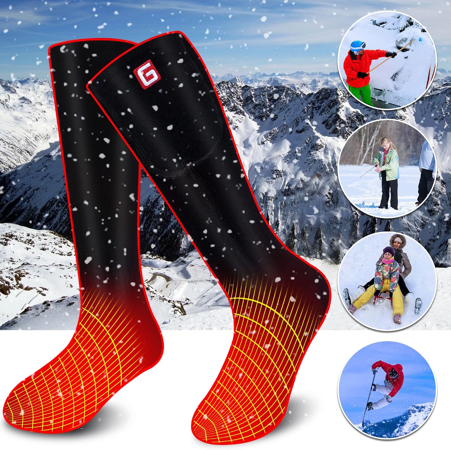 Rabbitroom Electric Heated Socks Thick Knitting Thermal Sox Winter Warm Cotton Crew Socks