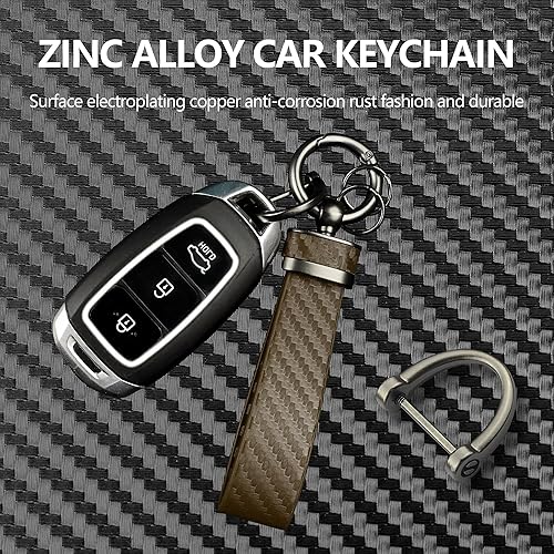 Miniatura 3 de Turcee Llavero de coche de fibra de carbono, accesorios interiores automotrices, llaveros de cuero para automóvil, accesorios de automóvil llavero y