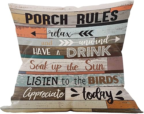 Mancheng-zi Almohadas de porche, fundas de almohada de 18 x 18 pulgadas, decoración de porche, decoración de porche de granja, fundas de almohada