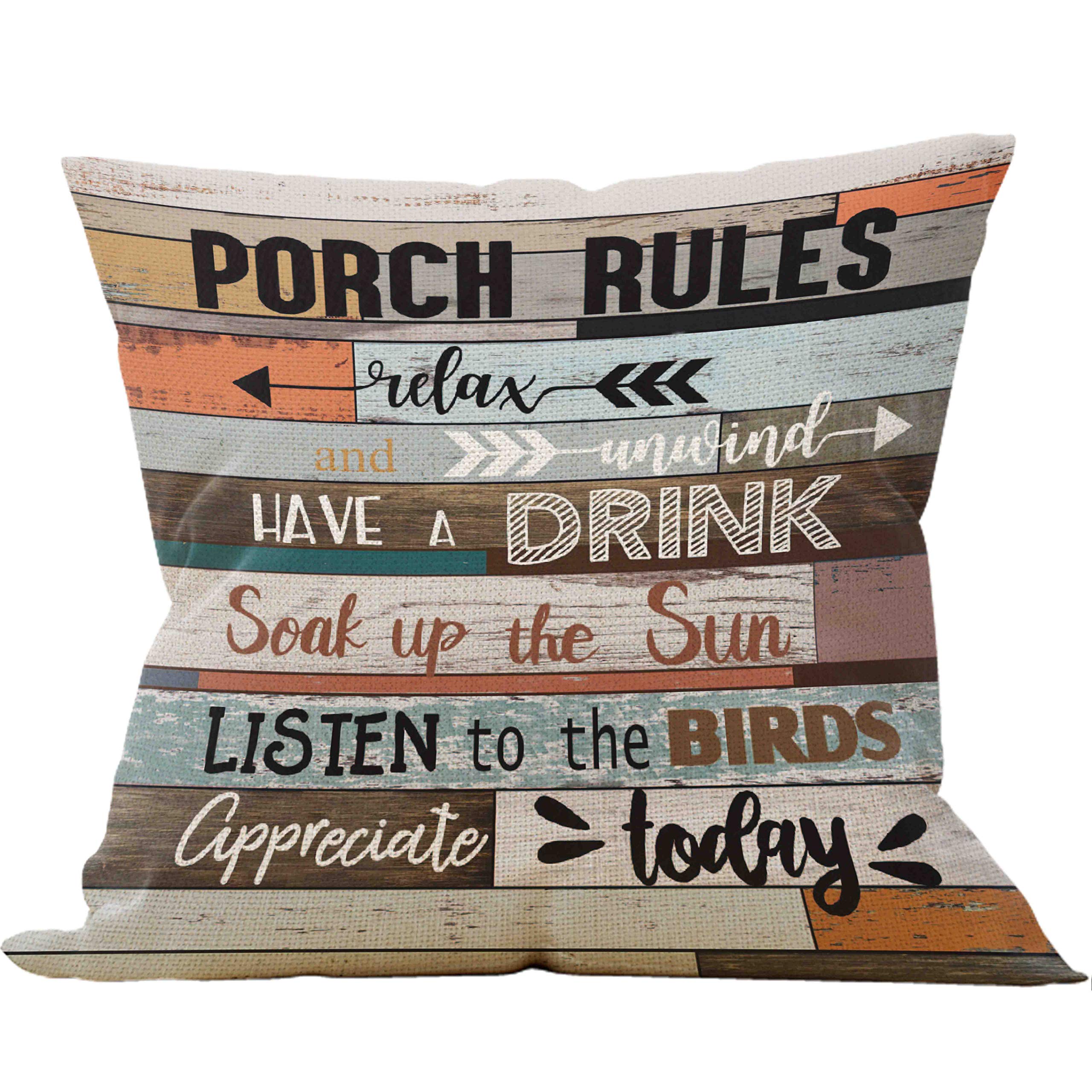 Mancheng-zi Porch Pillows Covers 18x18,Porch Decor,Farmhouse Porch Decor,Outdoor Pillows,Outdoor Pillow Covers,Outdoor Throw Pillows, Porch Rules Pillow