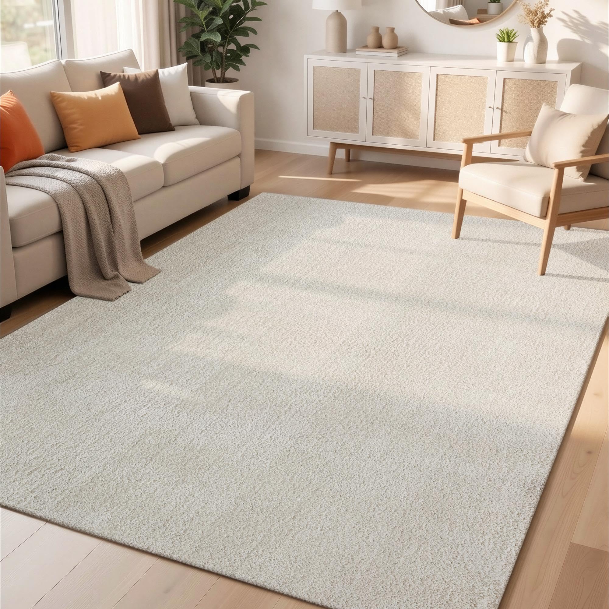 Desire Rugs Cream Area Rug - Low Pile - Washable - 160x220cm