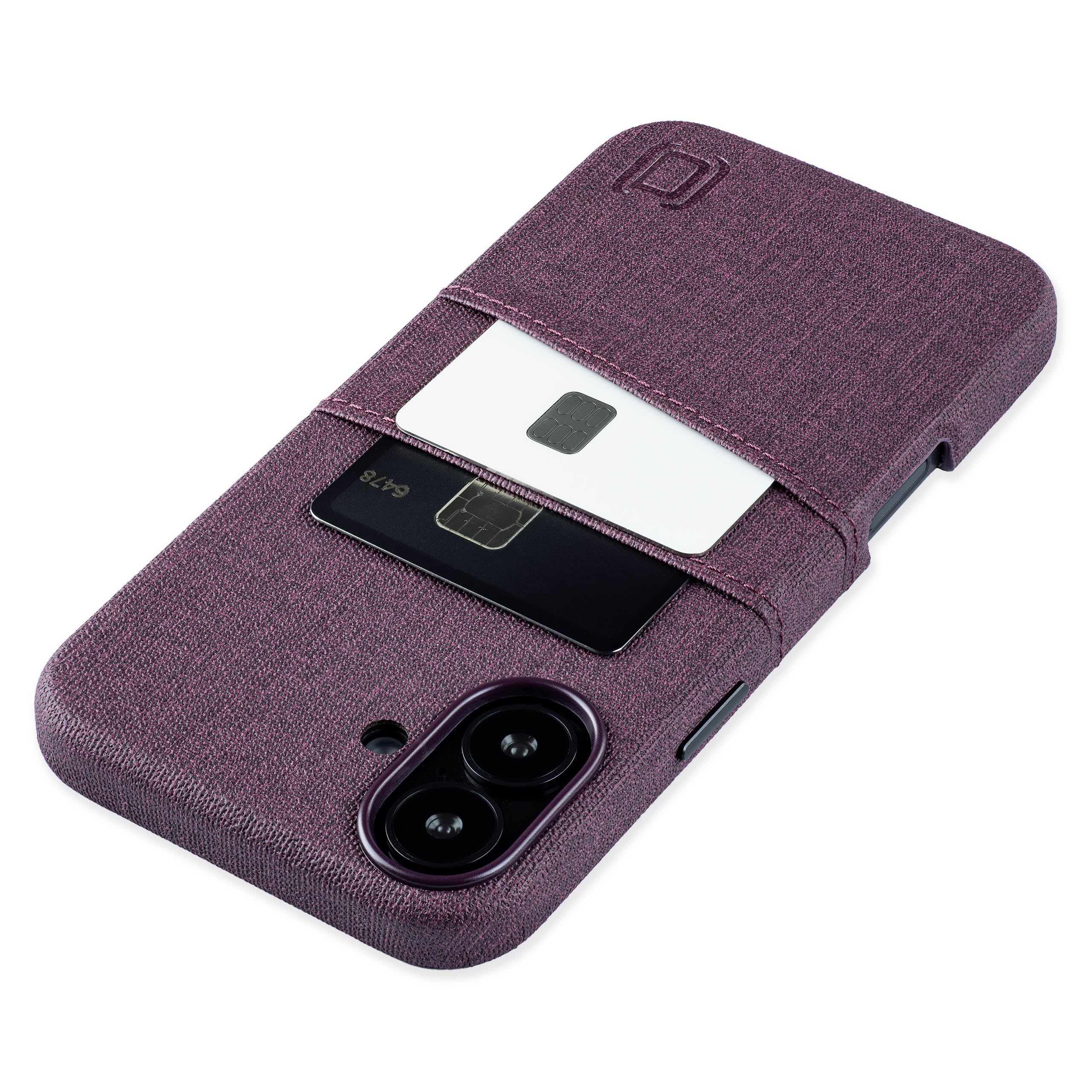 Dockem Card Case V2 for iPhone 16 Plus with Camera Control Cutout, Built-in Metal Plate & 2 Card Holder Pockets: M2 Luxe Canvas-Style Synthetic