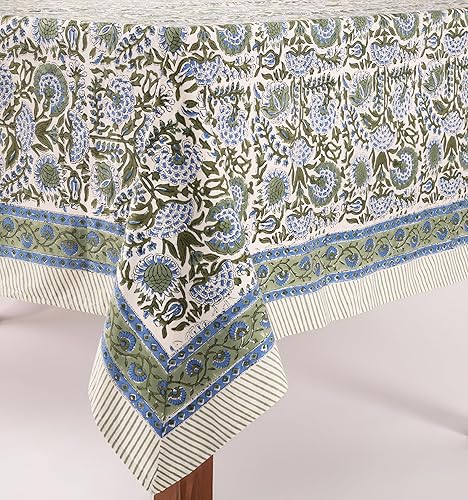 Miniatura 2 de ATOSII Mantel cuadrado de otoño 100% algodón, color azul trébol, mantel de lino floral a mano para cocina, mesa de comedor, fiestas, boda, Navidad,