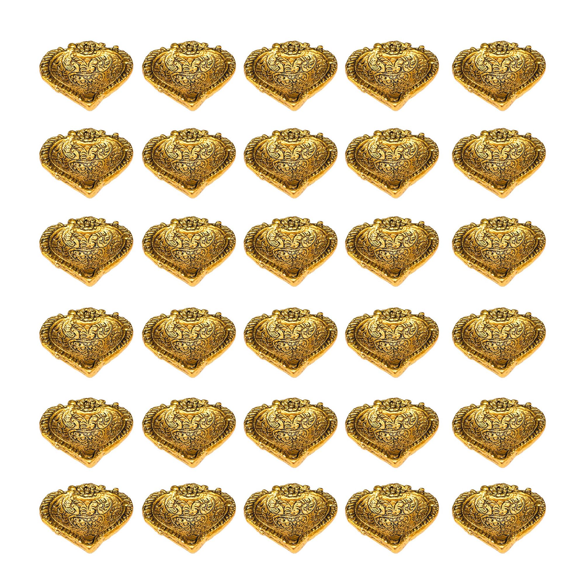 Wonder Care Metal Gold Oil Lamps for Diwali Decorations for Home Diya | Diwali for Pooja ,Return Gift for Friends, Family Indian Diya lamp 30 Piece Set