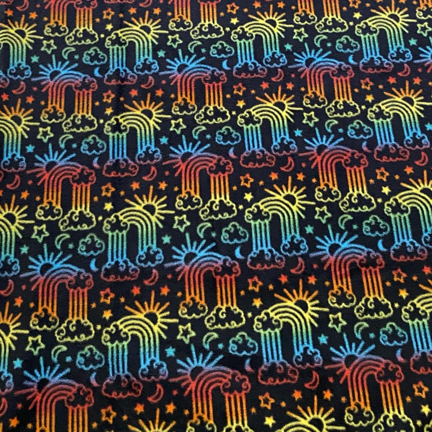 YourFleece No-Sew Throw Fleece Fabric DIY Blanket Making Kit, Make Your Own, Anti-Pill, Rainbow Sky Bright, 50x60 inches