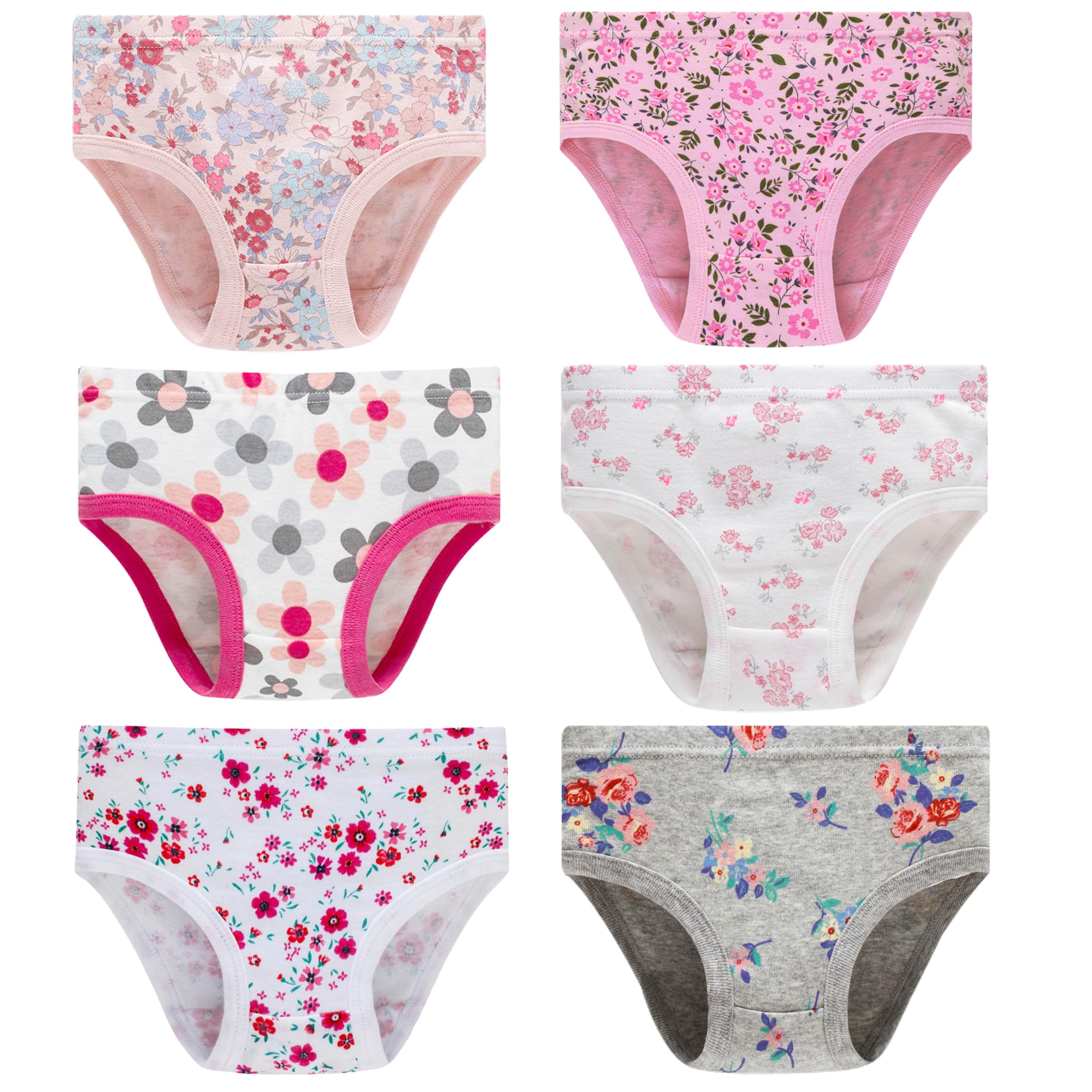 Family Feeling Girls 100 Cotton Underwears - Comfortable Breathable Printed Pattern Panties for Child