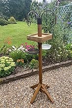Wooden Bird Table Feeding Station Freestanding Garden Patio Wild Bird Water Seed Dishes