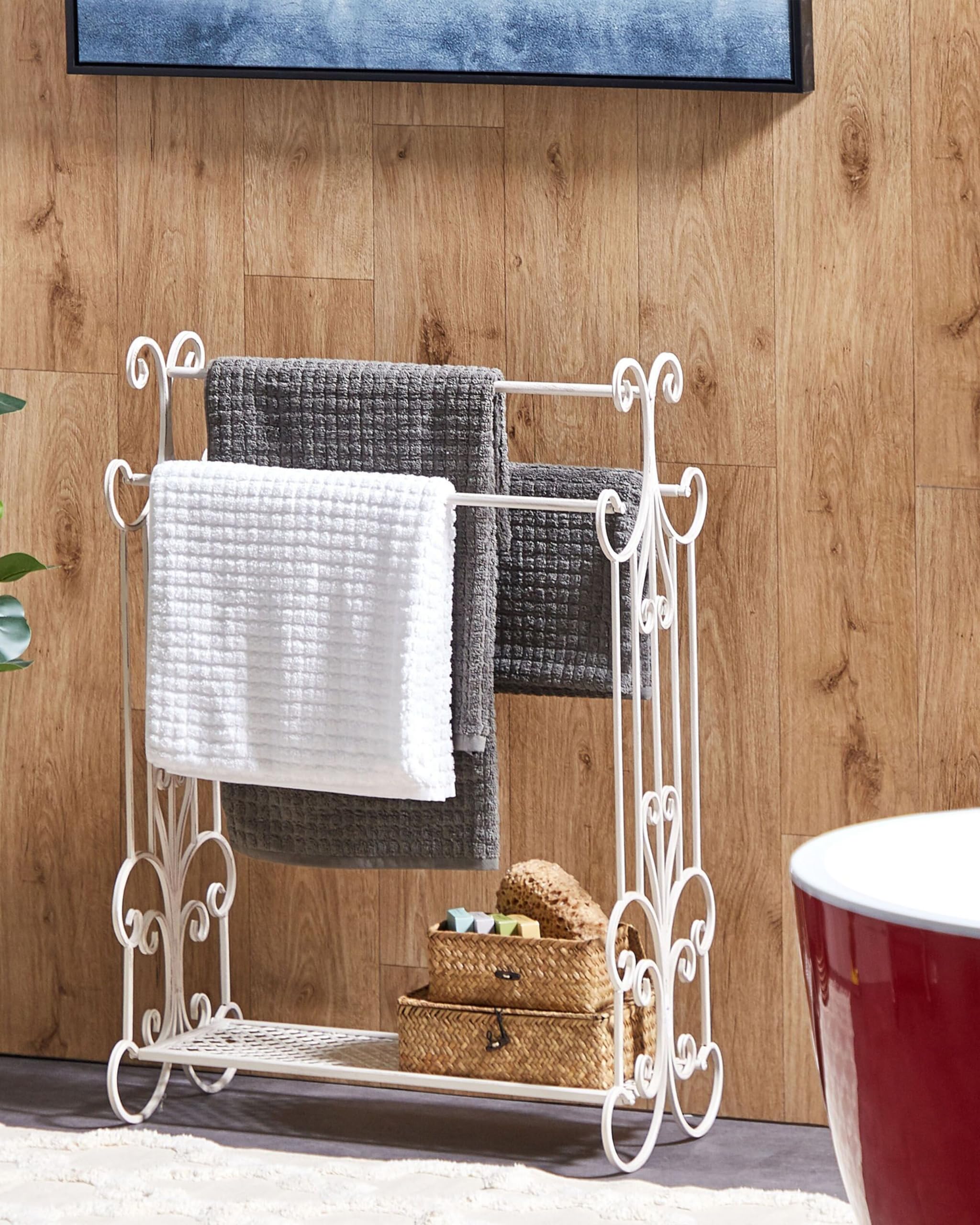 Portasciugamani da terra 60 x 90 cm in ferro 3 binari bianco