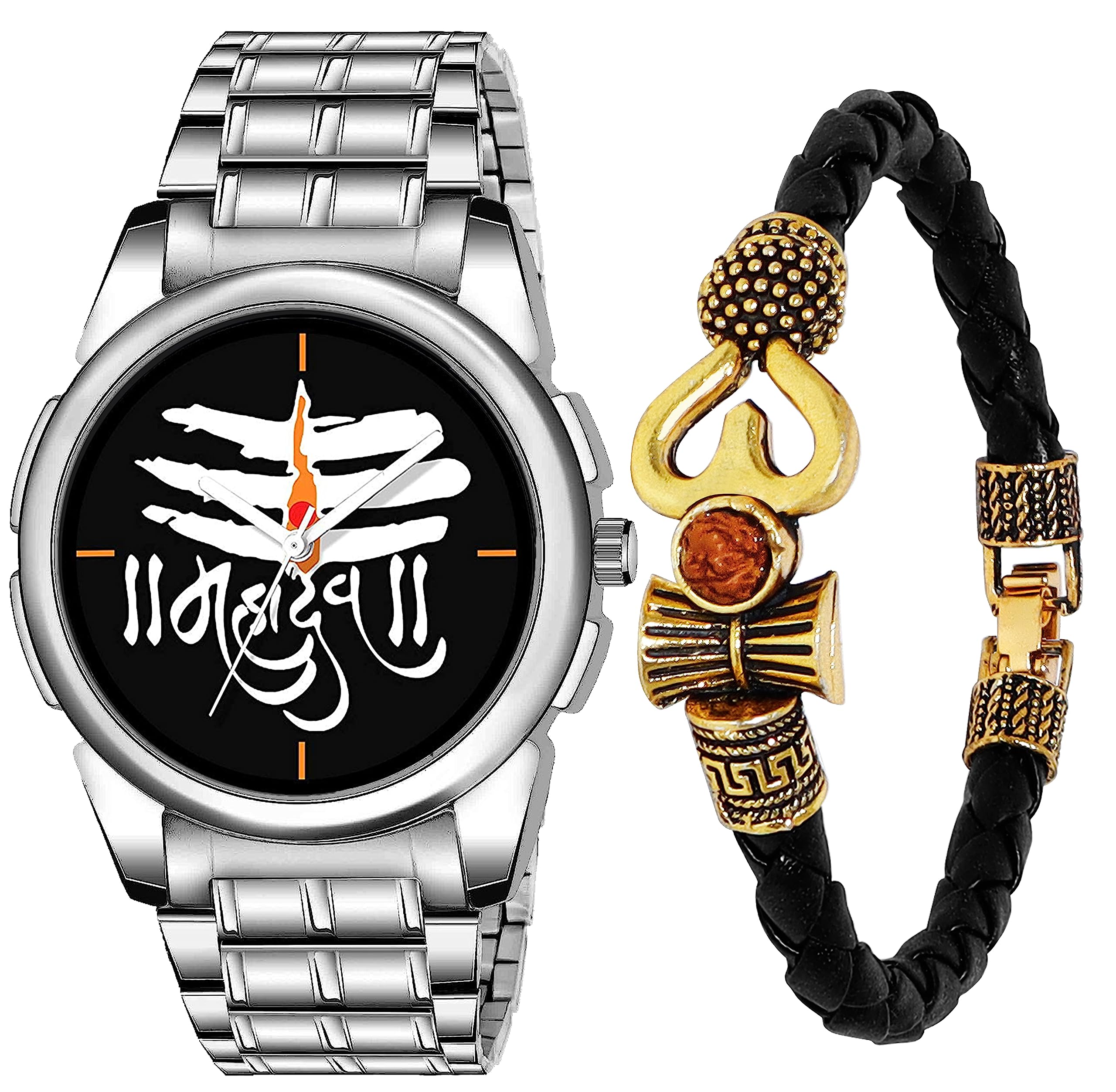casera Mahadev Dial Stainless Steel Strap Watch and Bracelet Combo Designers Watch for Boy (Black) (B0CBC411KD) Amazon Price History, Amazon Price Tracker