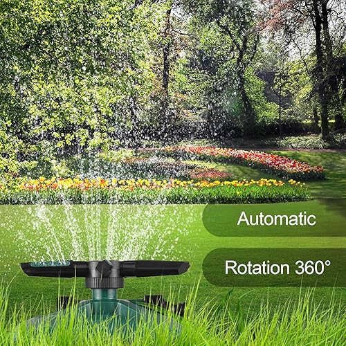 Miniatura 3 de LANRU Rociadores para patio, 1 paquete de rociadores de agua automáticos giratorios de 360 para césped, 5 brazos, dirección de chispa, sistema
