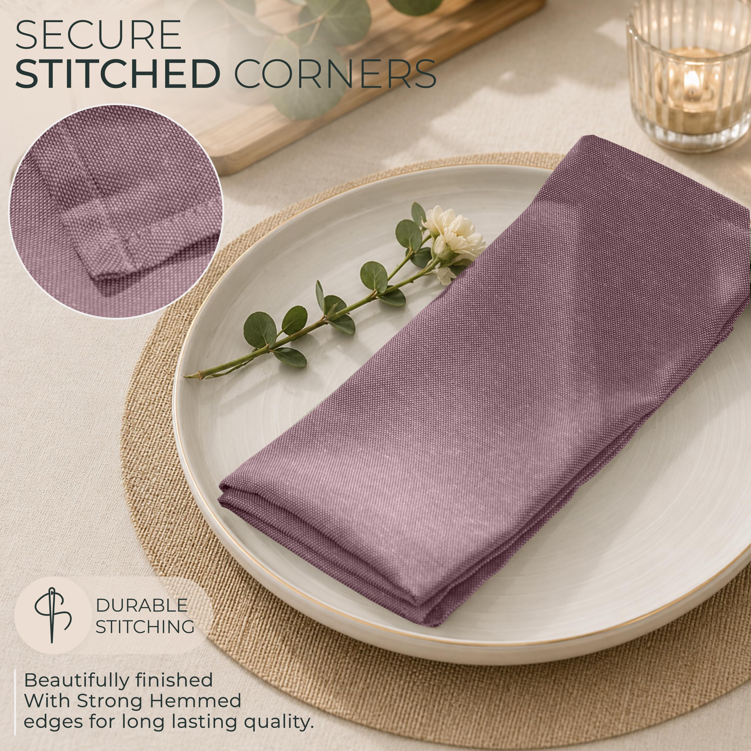 Ruvanti Zestaw 12 serwetek wielokrotnego użytku, 18 x 18 cm, zmywalne, miękkie i trwałe, bawełniane, serwetki obiadowe, na imprezy, Boże Narodzenie, Święto Dziękczynienia, wesela, bordowe