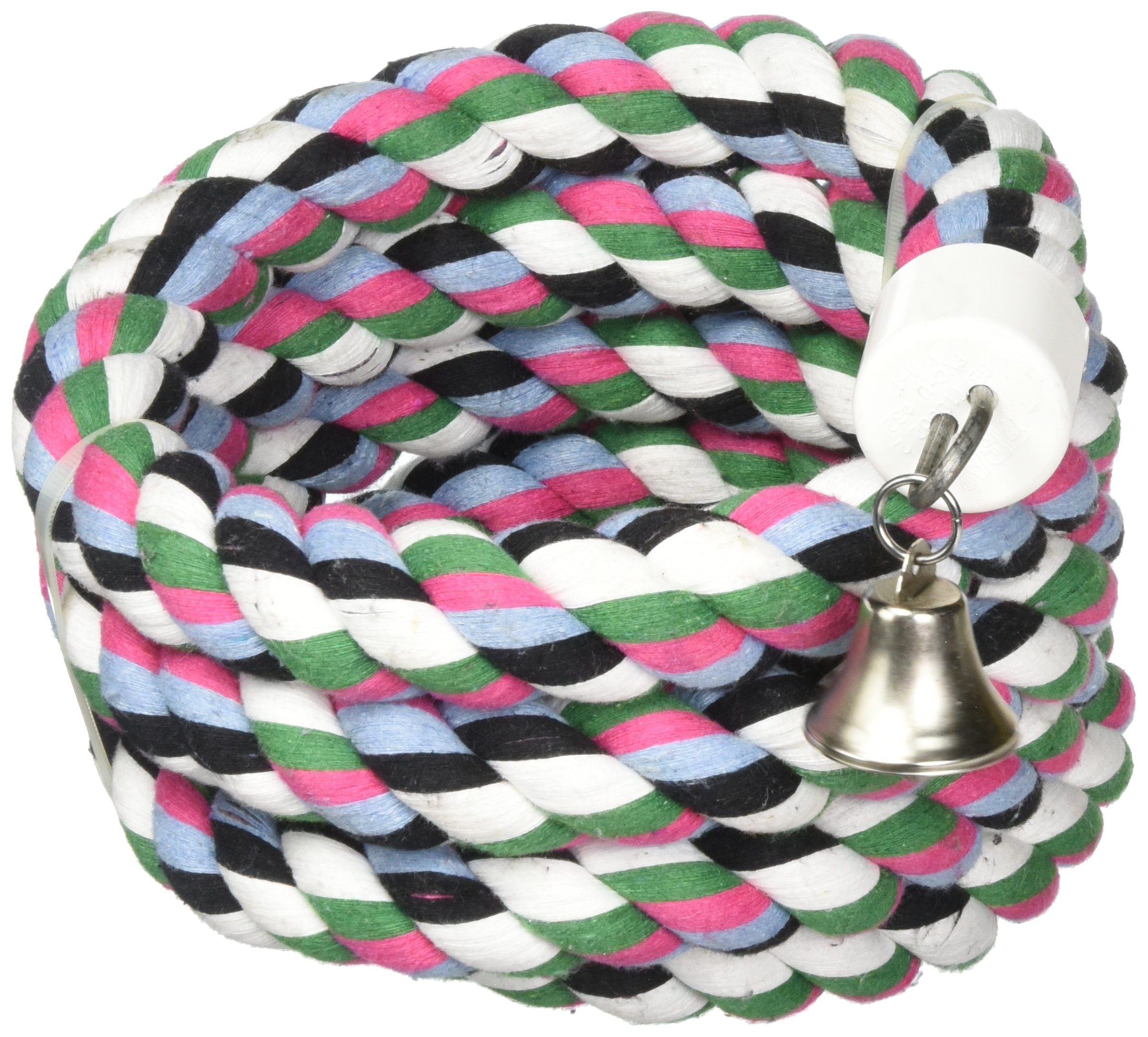 A y E Jaula Empresa 001348 Happy Pico Algodón Cuerda de Boing con Bell Bird Juguete Multicolor, 1,25 x 97 en