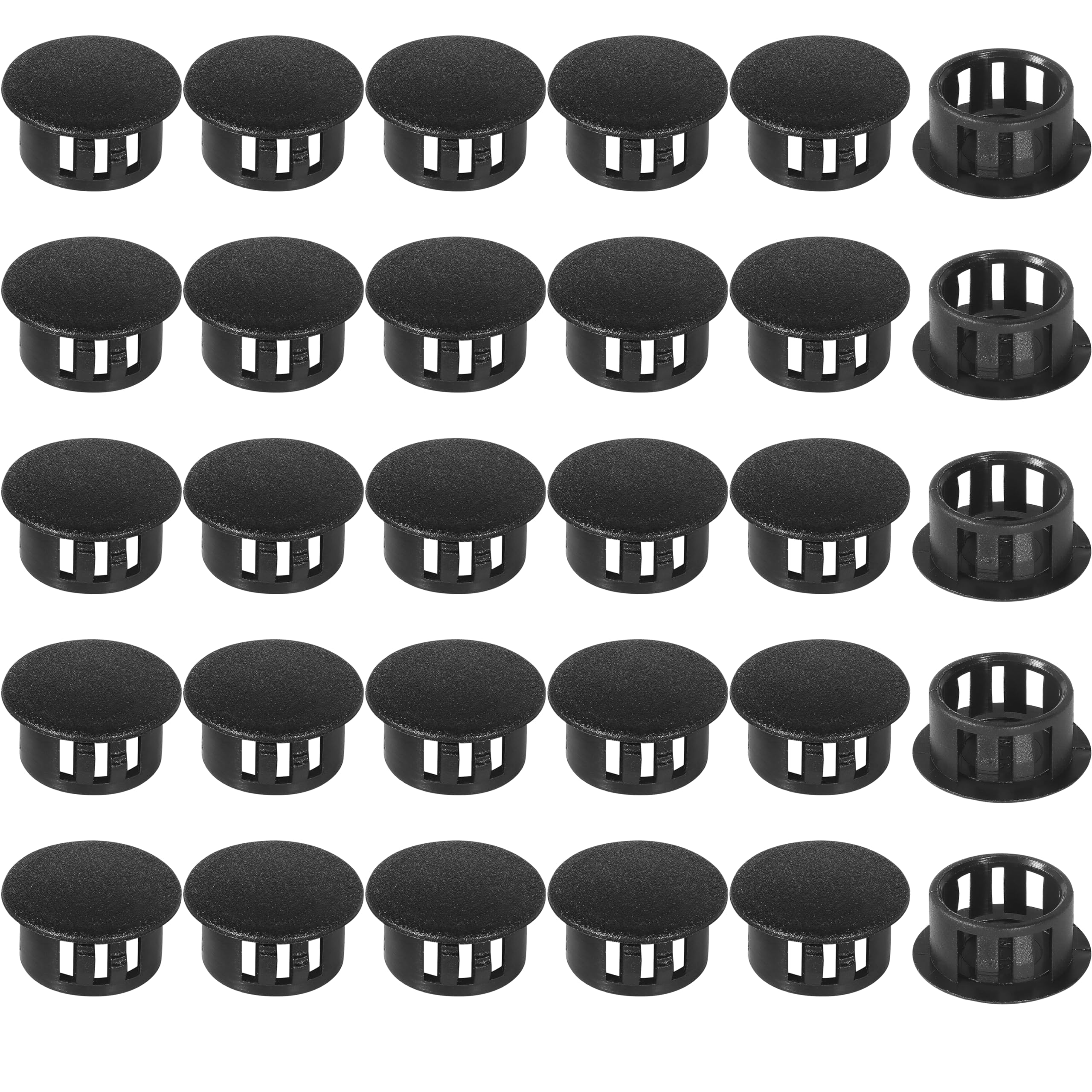 18mm Plastic Hole Plugs - Masendelk Snap-in End Caps - Black - 30pcs