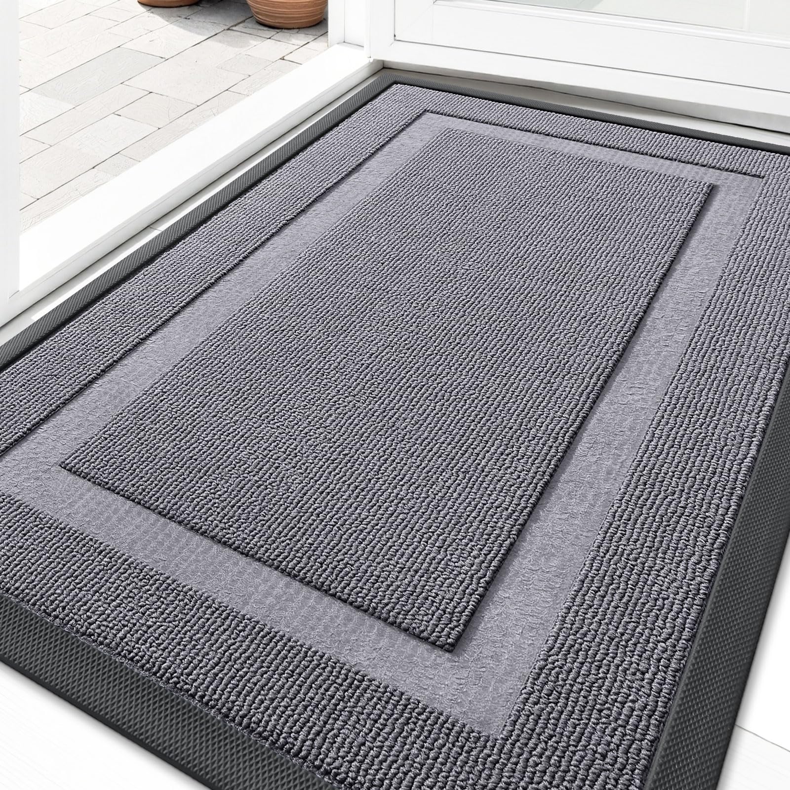 OLANLY Front Door Mat Outside 33x21, All-Season Heavy-Duty Rubber Doormat