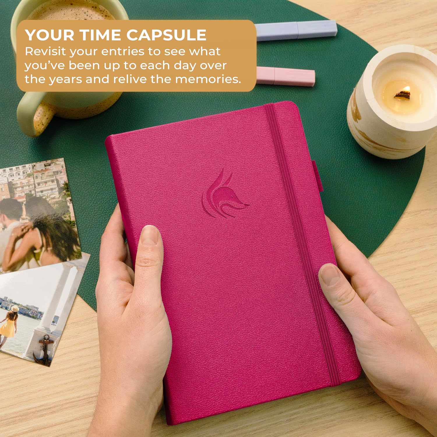 Clever Fox One Line A Day Journal – 5-Year Memory Notebook – Daily Time Capsule Diary for Women & Men –Five-Year Day-by-Day Planner (Fuchsia)
