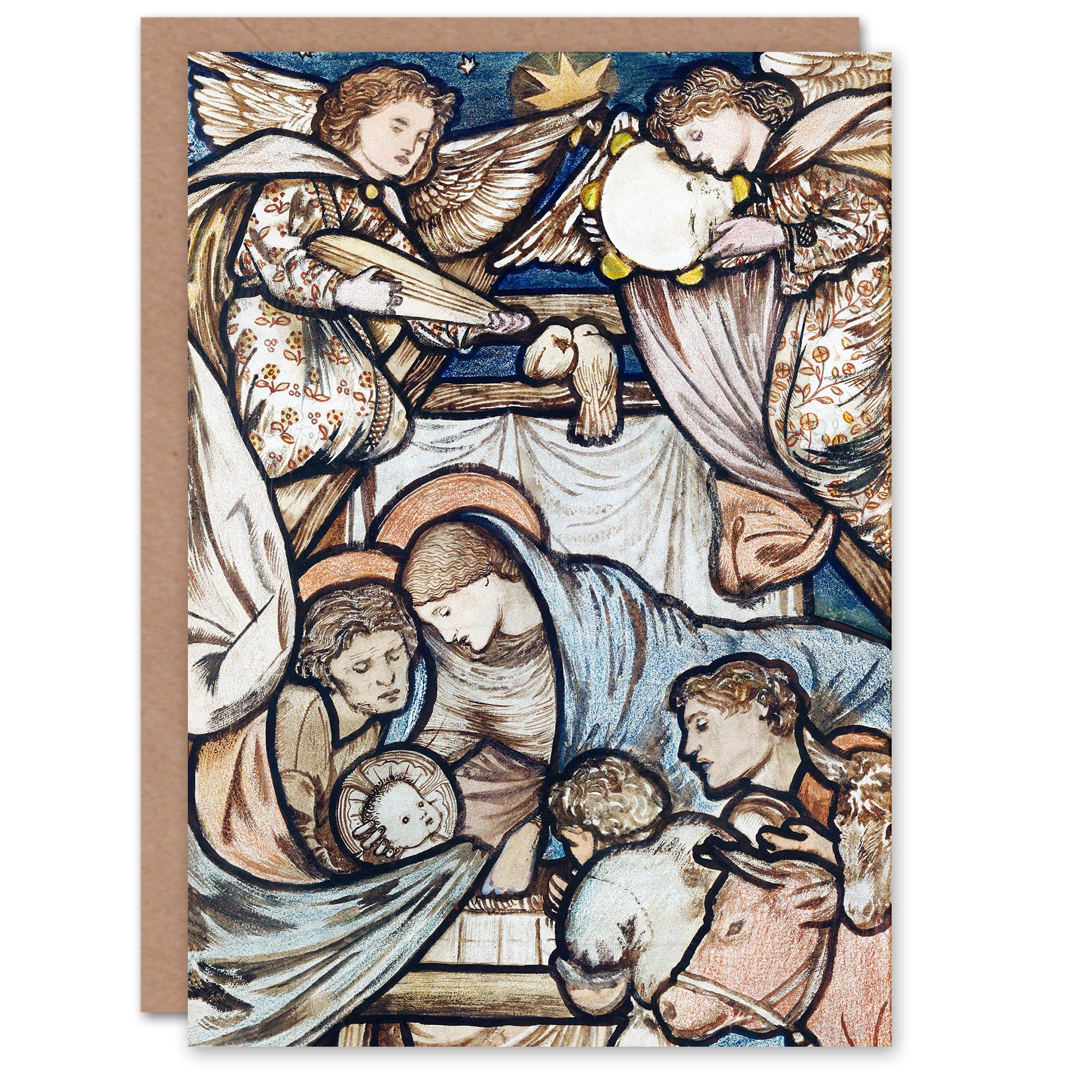 Edward Burne Jones Art Card Nativity Scene Stained Glass