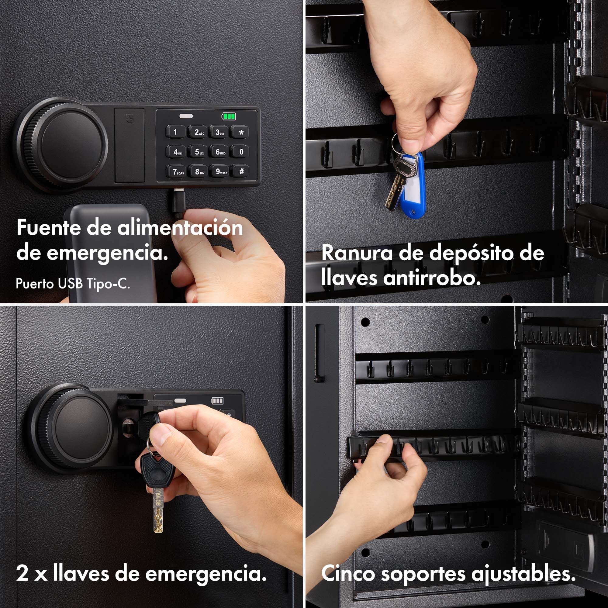 VonHaus Caja de Seguridad para Llaves con Cerradura Digital | Cerradura Solenoide, Capacidad para 71 Llaves, Organizador Casa, Oficina, Negocio, Acceso por Código, Indicadores Luminosos