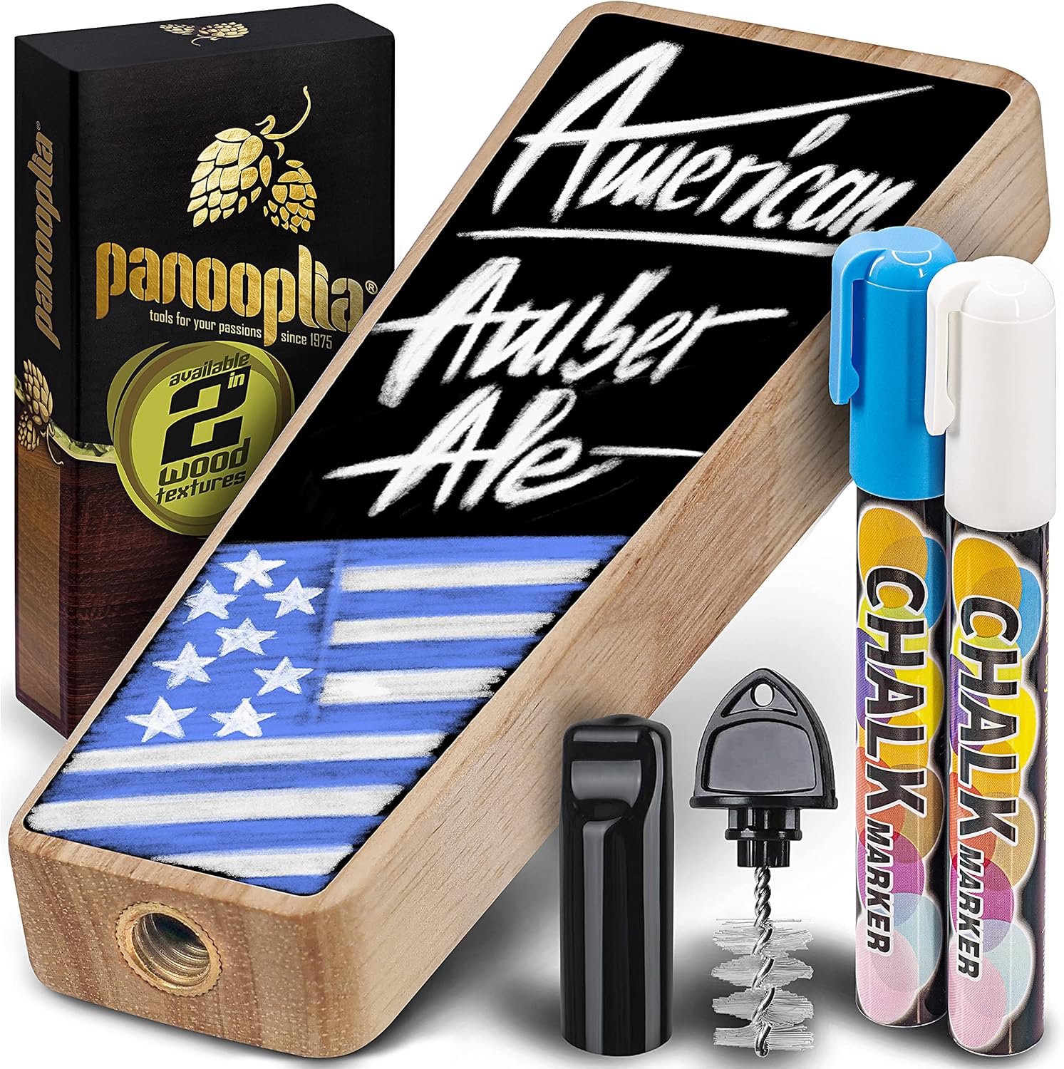 Beer Tap Handle and Two Liquid Chalk Markers Set Wooden