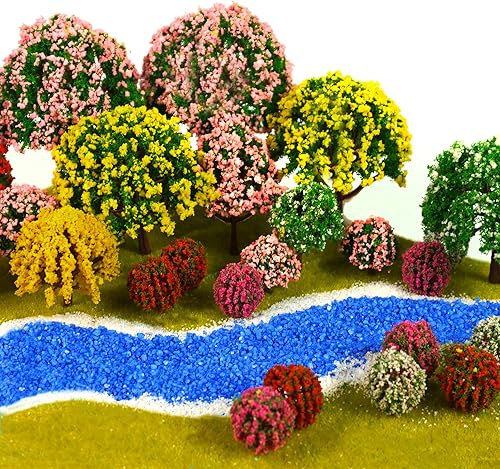 32 árboles modelo de 1.4 in a 3.9 in, modelo mixto, tren, paisaje, arquitectura, árboles falsos para manualidades, modelo de construcción, paisaje,