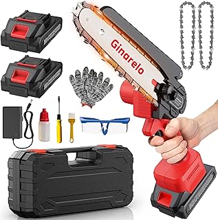 Mini Tronconneuse a Batterie Tronçonneuse - 800W Coupe Branche Électrique Scie Sans Fil petite Elageuse Chainsaw 6 Pouces avec 2 Batteries 3 Chaînes l'Élagage le Jardin Cour Bois jardinage Outils