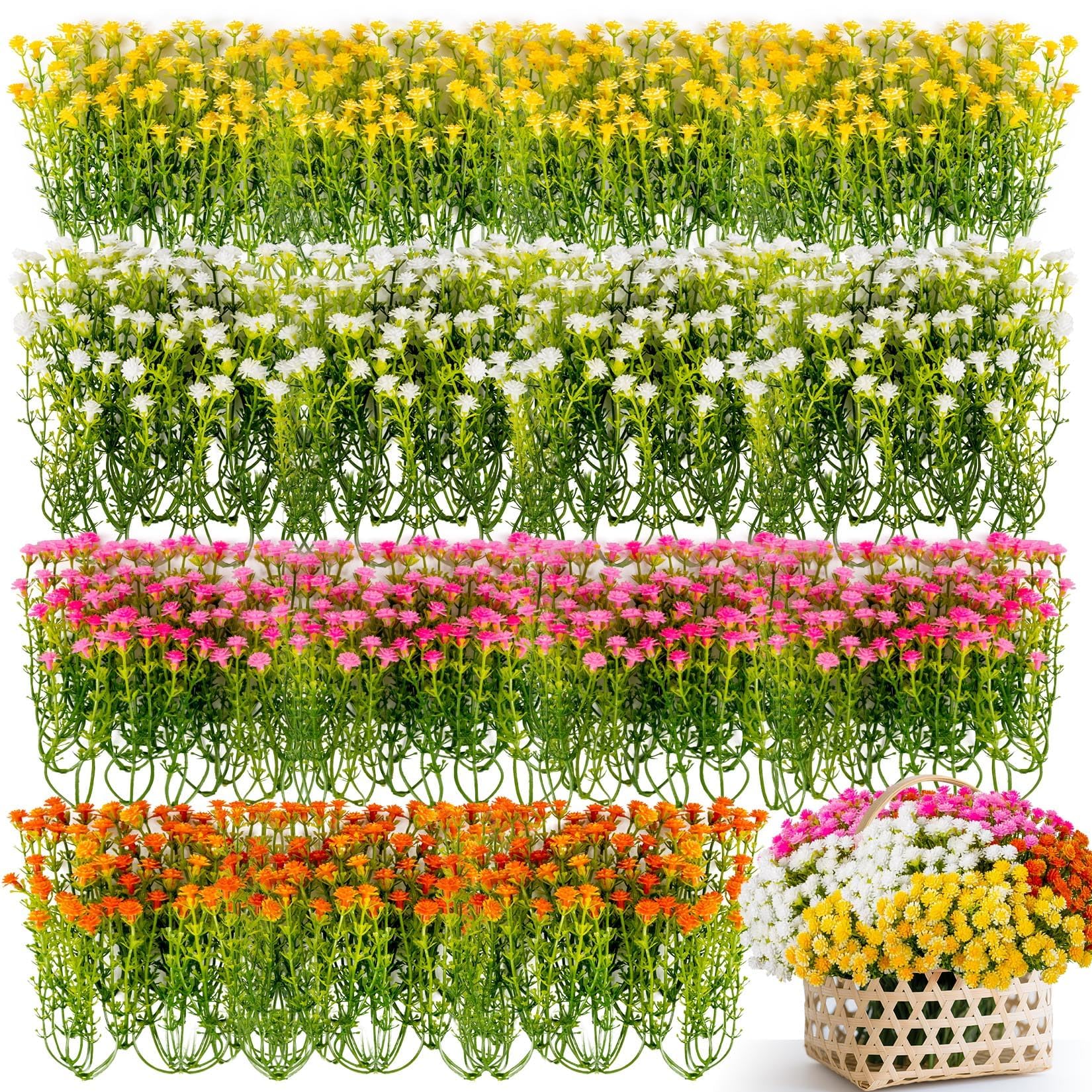 Photo 1 of RAINFLOW Baby Breath Flowers Artificial Bulk - 100PCS Mini Flowers for Decoration Scrapbook Supplies Flower Garland Wedding Decorations for Reception Bouquet Accessories Home Decor Multicolor 3.74In