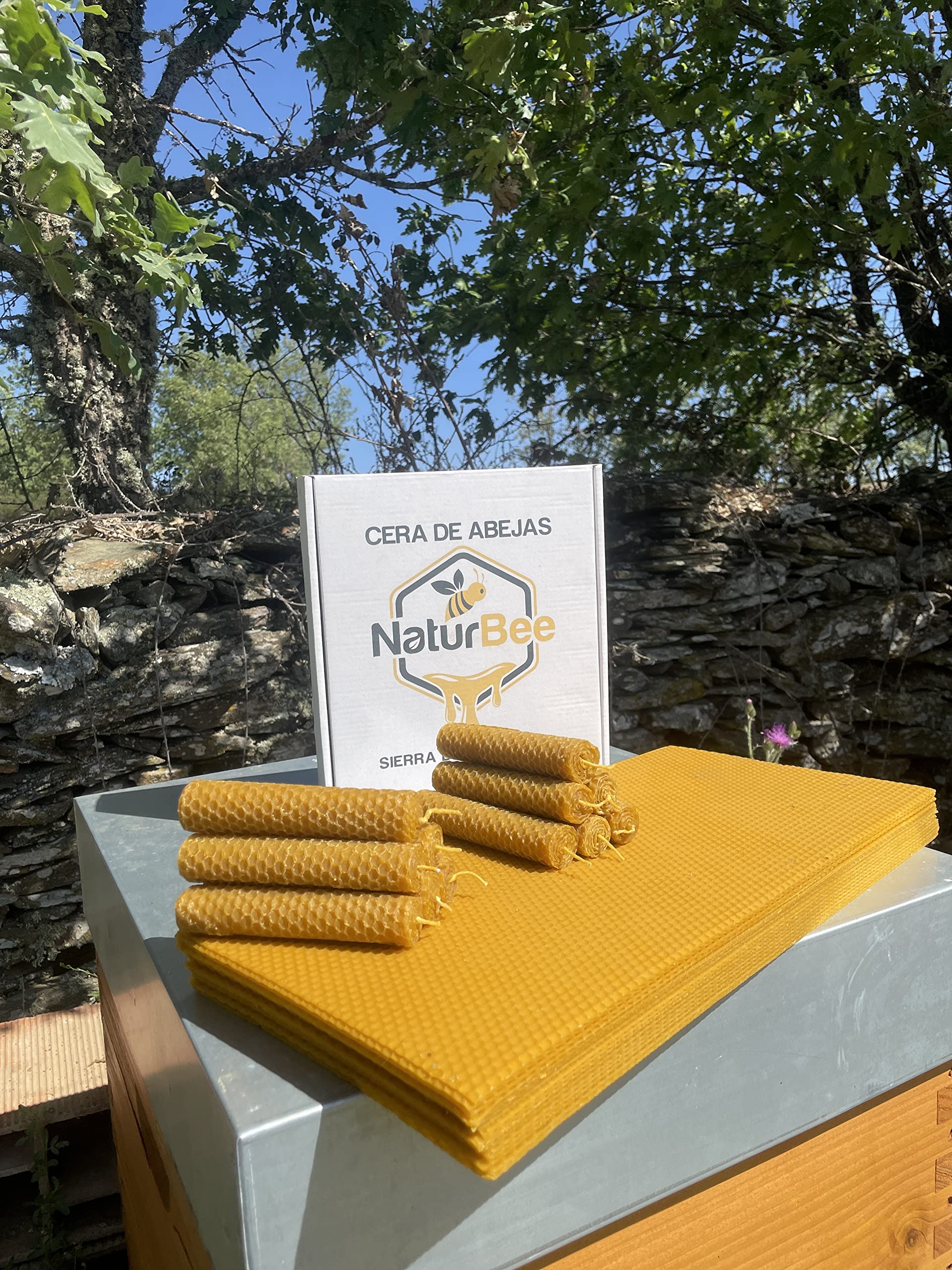 Vela de Miel de Abeja Natural. Velas de Cera de Abeja Pura (Pack de 70 velas 10 cm x 2,4 cm + 3 Palo Santo.) 100% Artesanal,Origen España, Sierra de La Culebra y Sanabria (Zamora) SIN PARAFINA