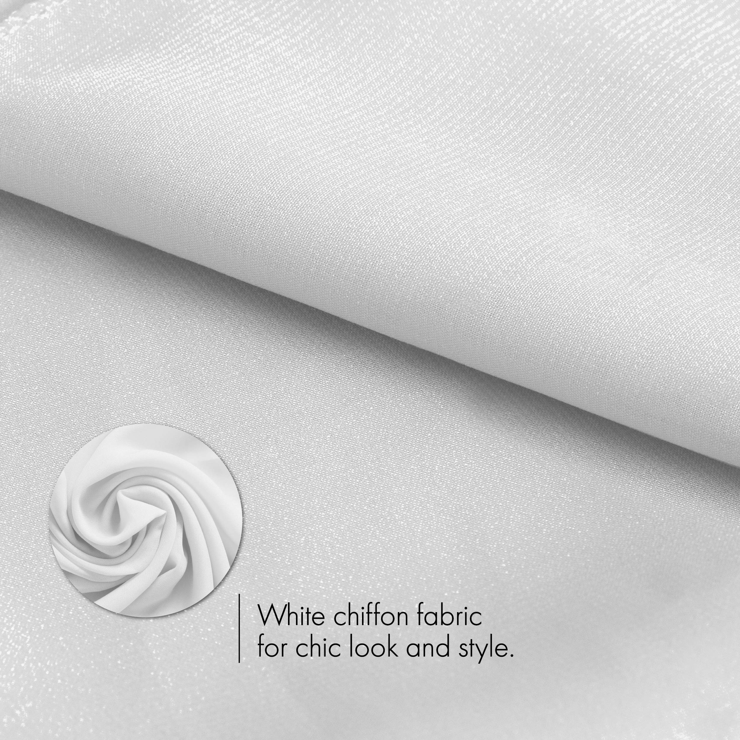 Bufanda de gasa para la cabeza y el cuello, pañuelo clásico retro transparente para la cabeza, pañuelos, corbatas para mujeres y niñas, Blanco 6