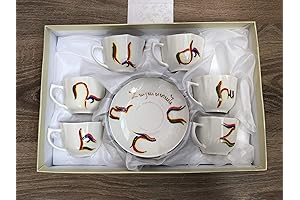 Armenian Ceramic Tea Cups Set - Unique Alphabet Art