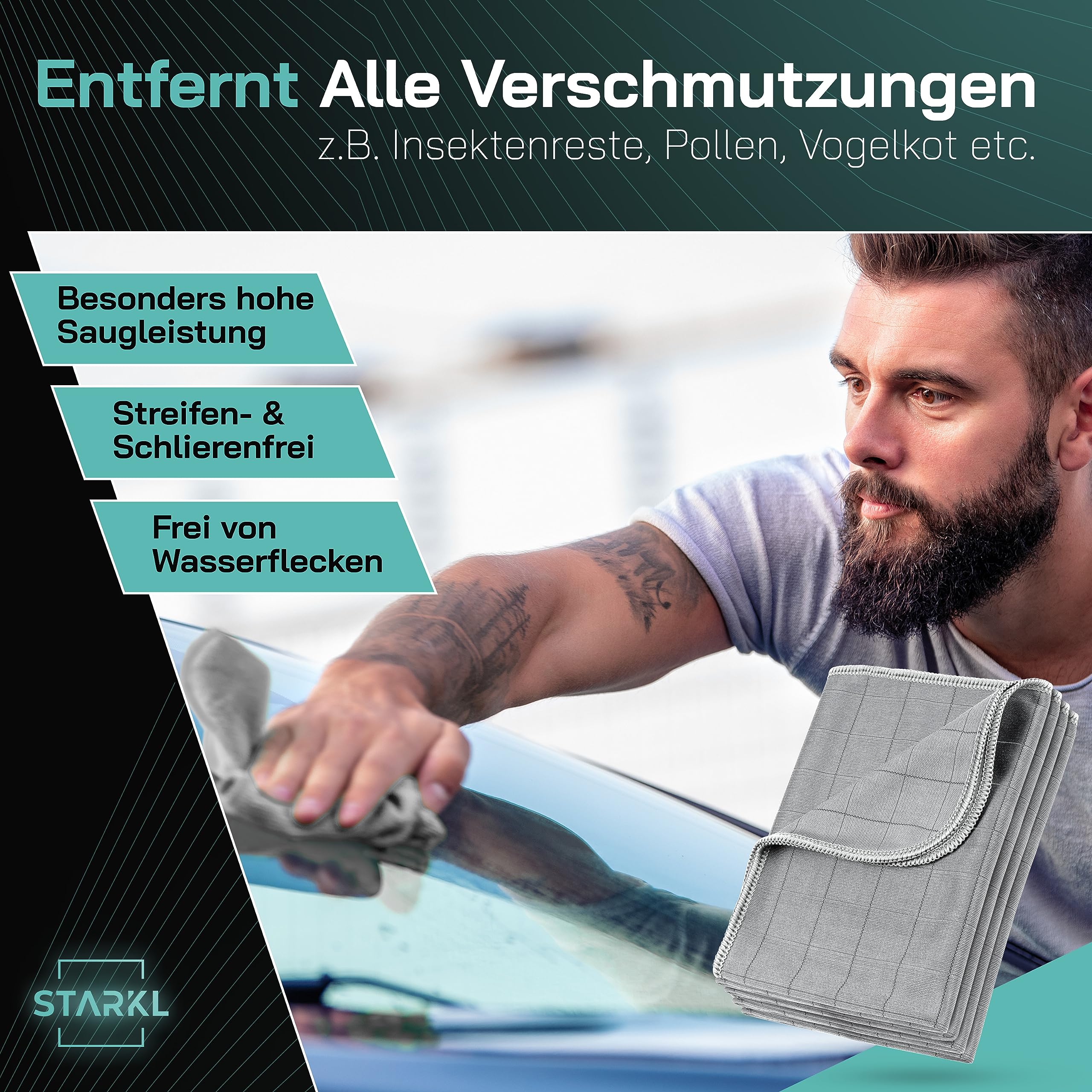 ZXfad 4pcs Mikrofasertücher, 40 X 40 Cm, Spurenlos Produktbild-Vorschau 4
