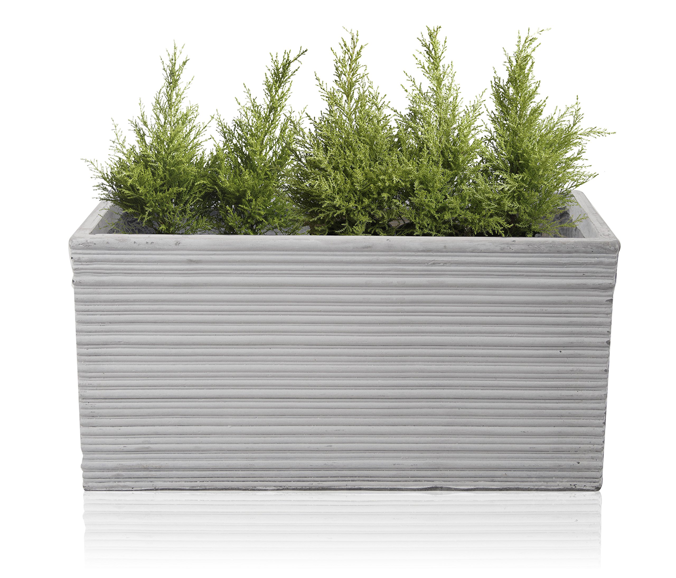 Primrose Grey Small Garden Outdoor Terracotta Fibrecotta Berniss Trough Planter Pot 50Cm (19.7In)